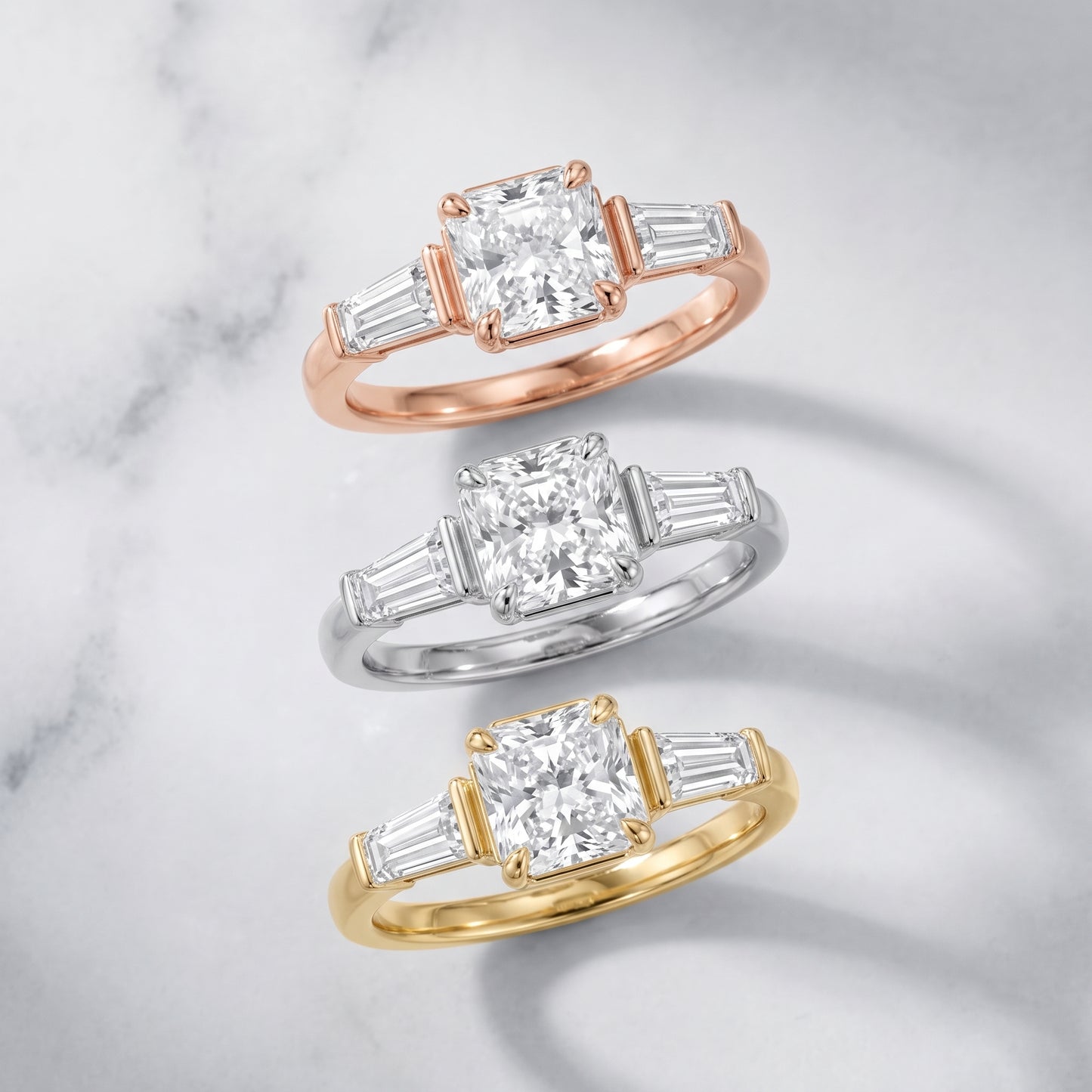 Layla Tapered Baguette Radiant Diamond Ring in Rose Gold - 3rings.jpg
