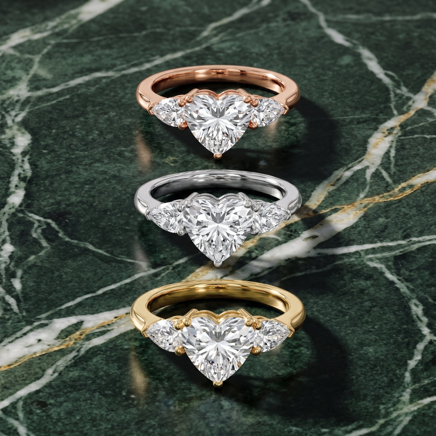 Mirabel Three-Stone Heart Diamond Engagement Ring in Silver - 3rings.jpg