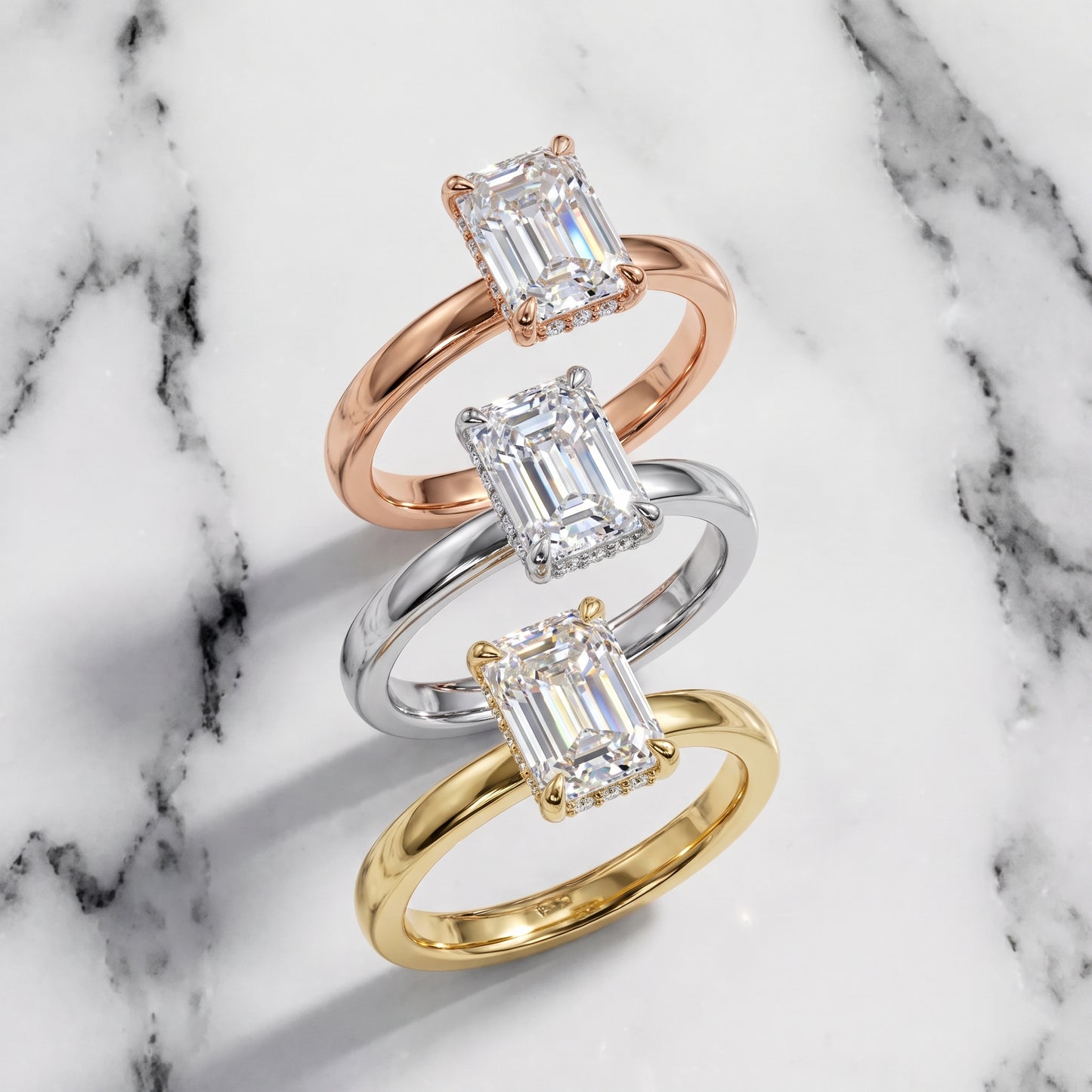 Lara Hidden Halo Emerald Diamond Engagement Ring in Yellow Gold - 3rings.jpg