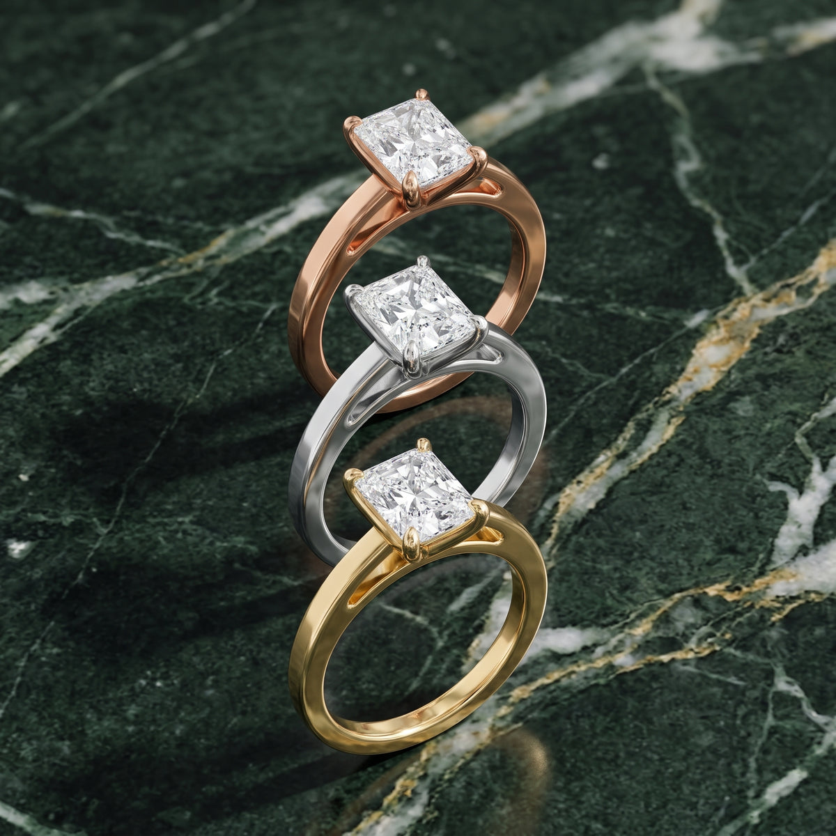 Kaia Solitaire Radiant Diamond Engagement Ring in Silver - 3rings.jpg