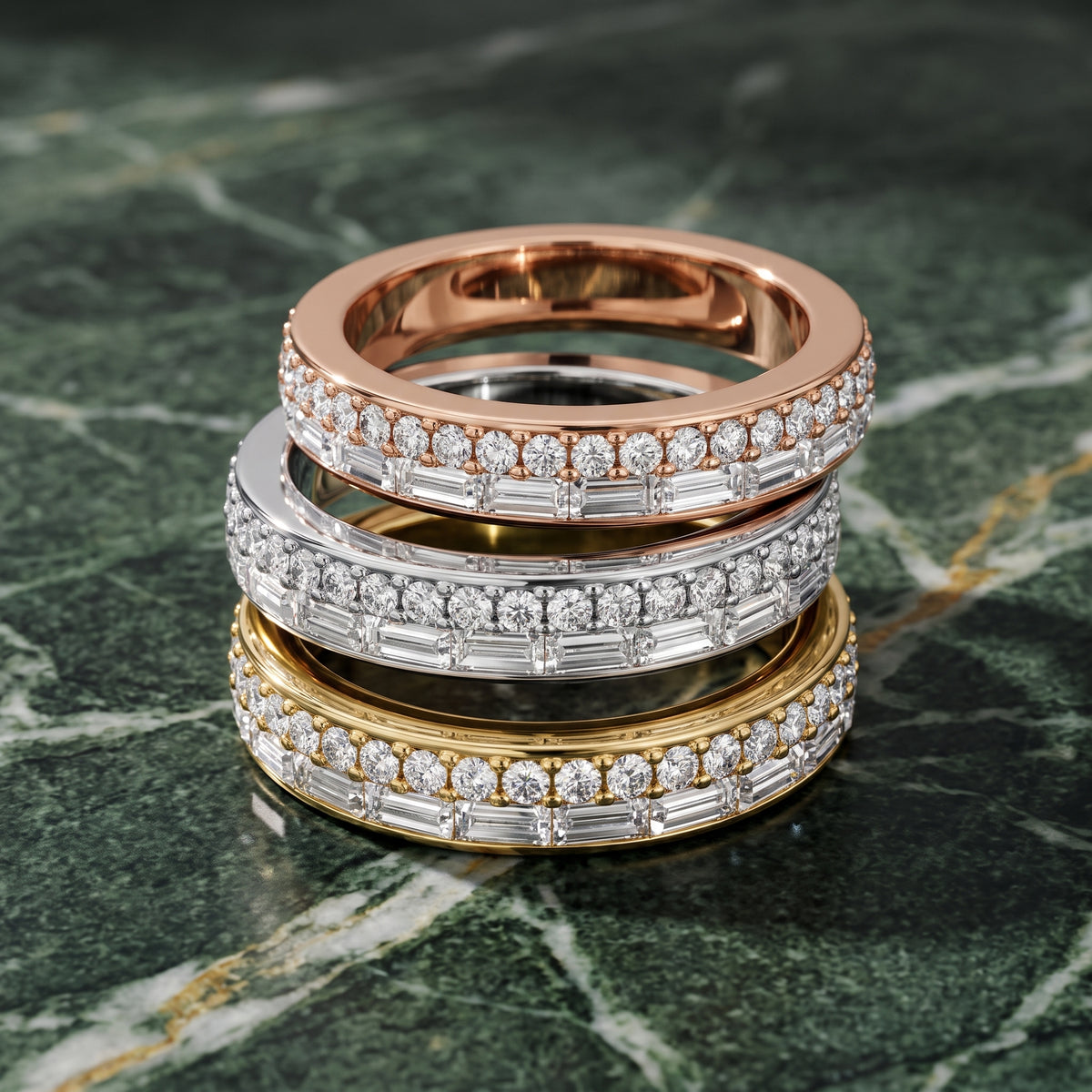 Genevieve Channel Set Round & Baguette Diamond Anniversary Ring in Silver - 3rings.jpg