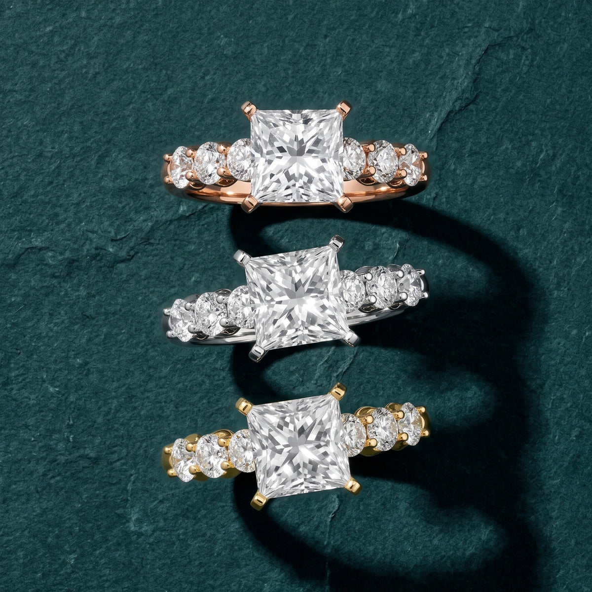 Lenora Scalloped Statement Princess Diamond Engagement Ring in Yellow Gold - 3rings.jpg