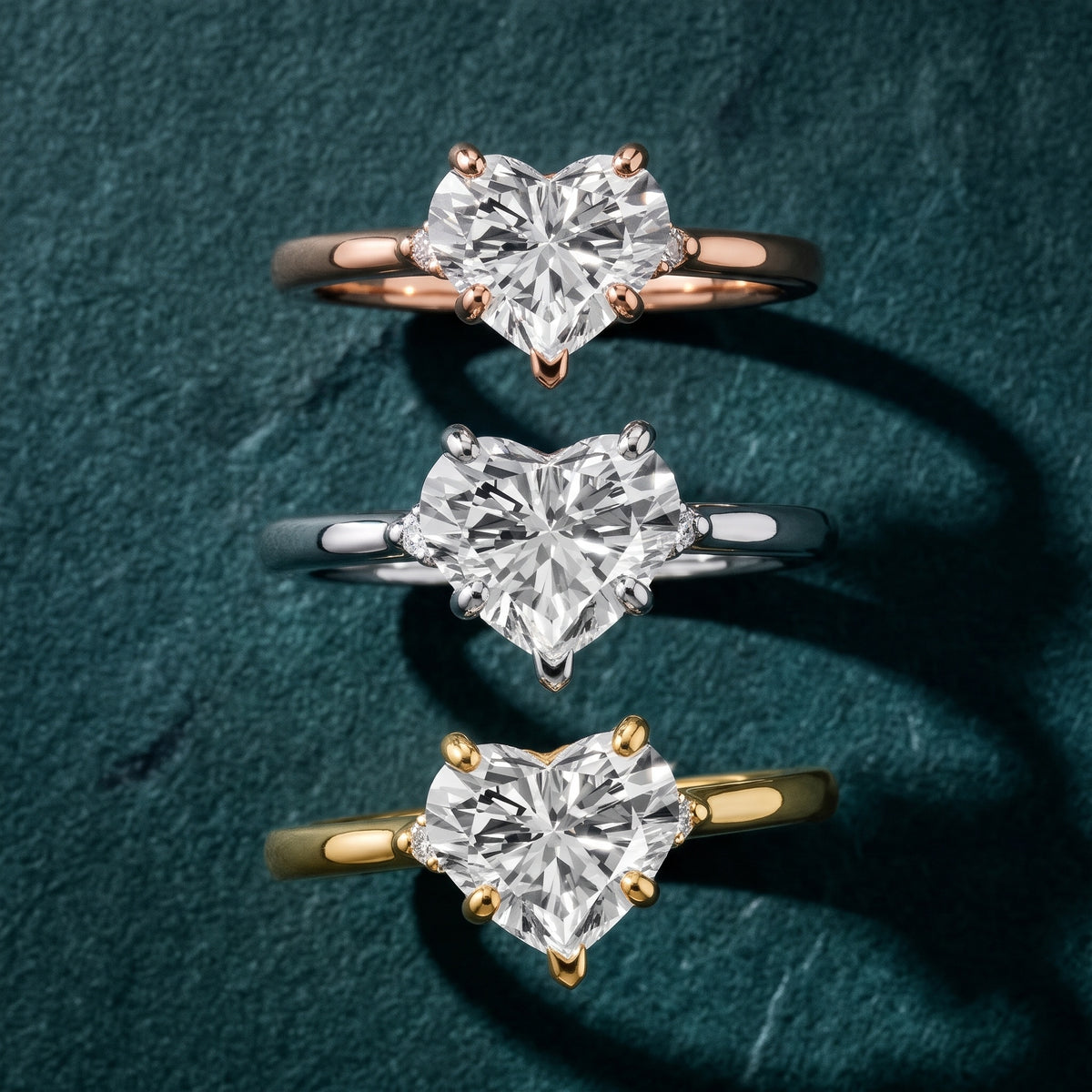 Teodora Floating Three-Stone Heart Diamond Engagement Ring in Yellow Gold - 3rings.jpg