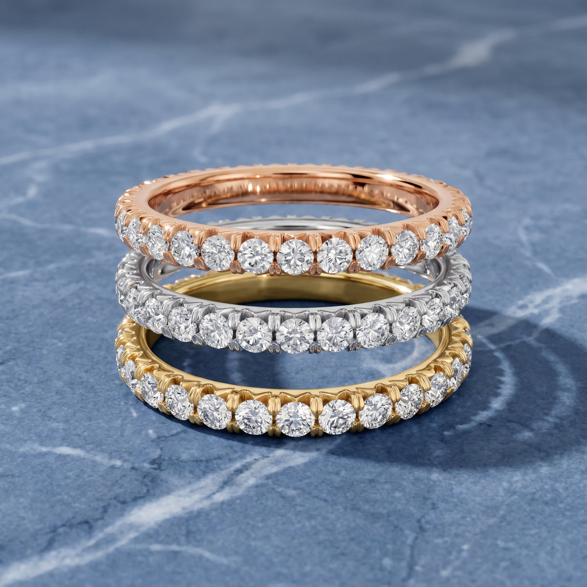 Margaret French Pavé Round Diamond Eternity Band in Yellow Gold - 3rings.jpg