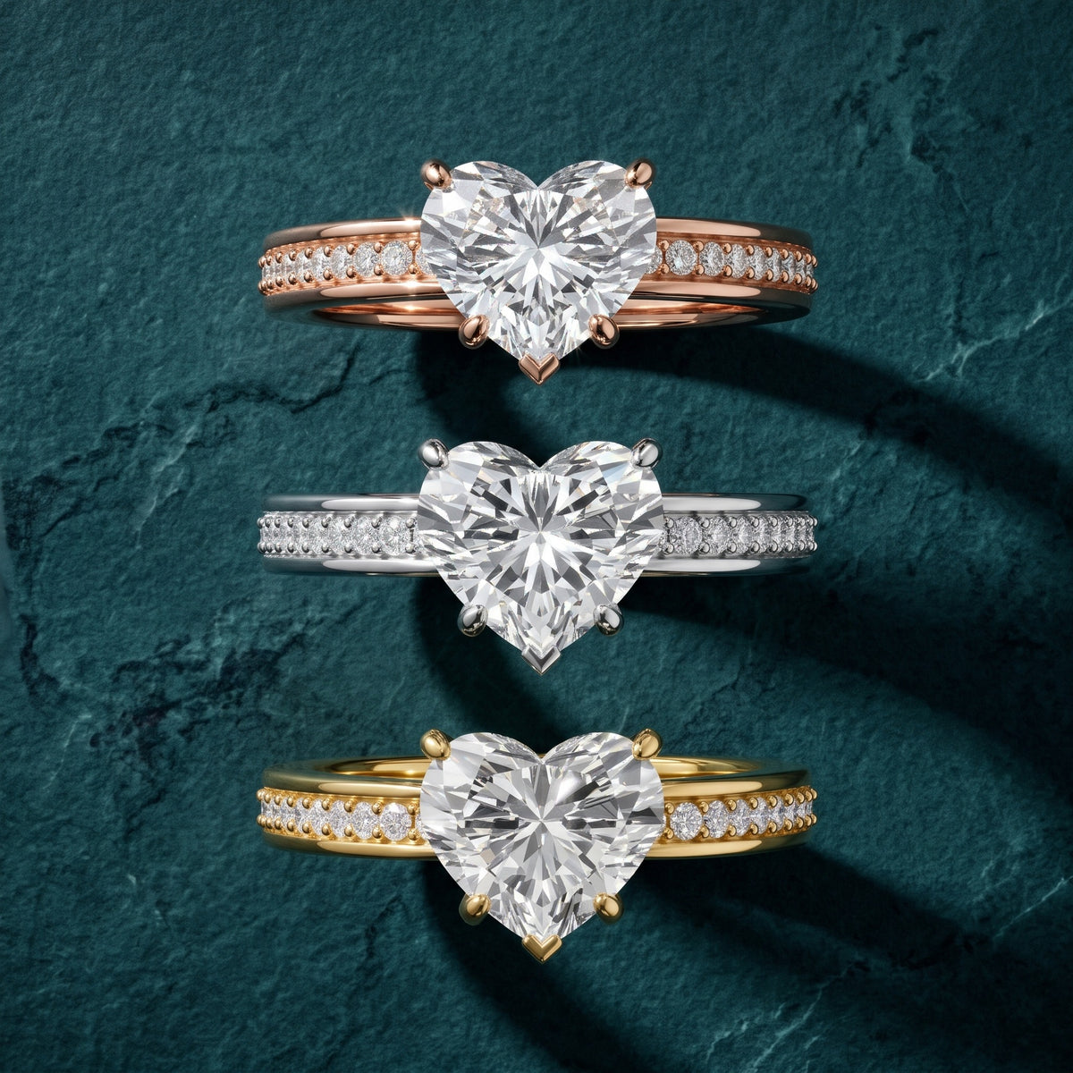 Lucy Vintage Pavé Heart Diamond Engagement Ring in White Gold - 3rings.jpg