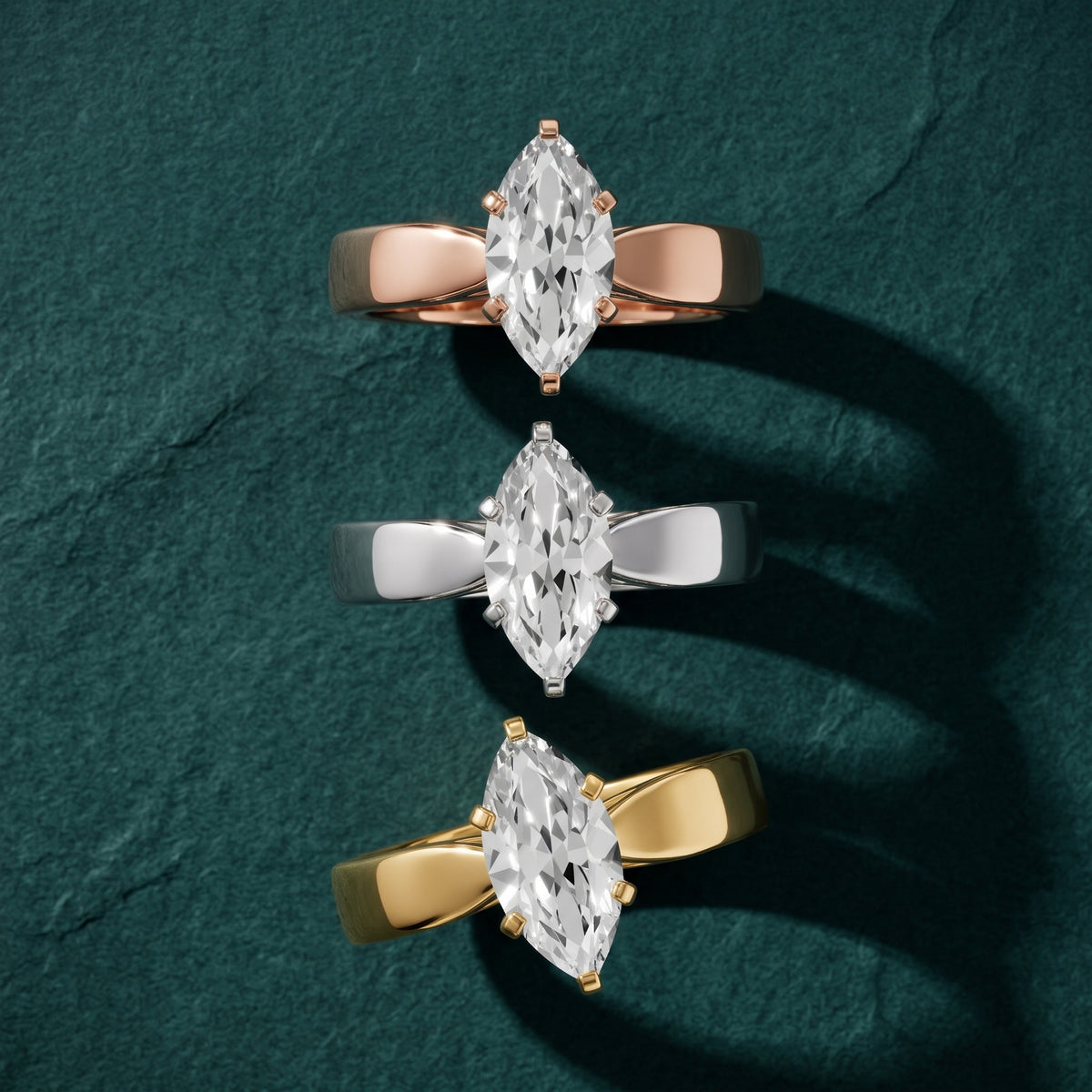 Amalia Wide Band Cathedral Marquise Diamond Engagement Ring in Yellow Gold - 3rings.jpg