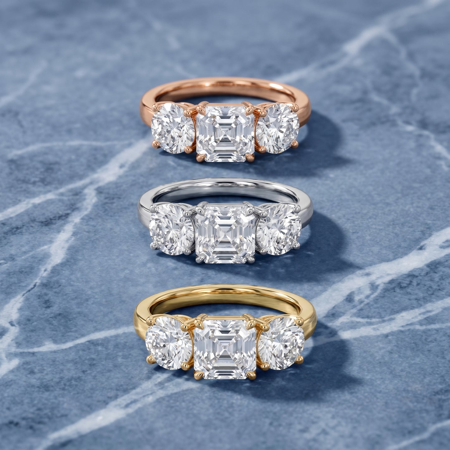 Esme Three-Stone Tapered Asscher Diamond Ring in White Gold - 3rings.jpg