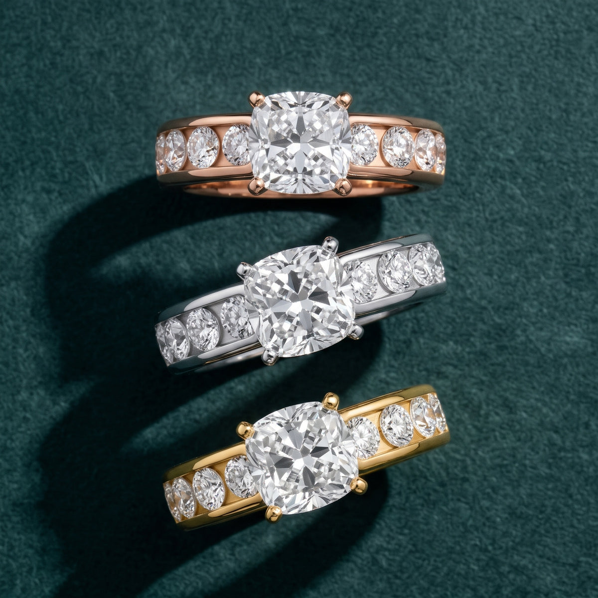 Sedona Wide Band Channel Set Cushion Diamond Engagement Ring in Silver - 3rings.jpg