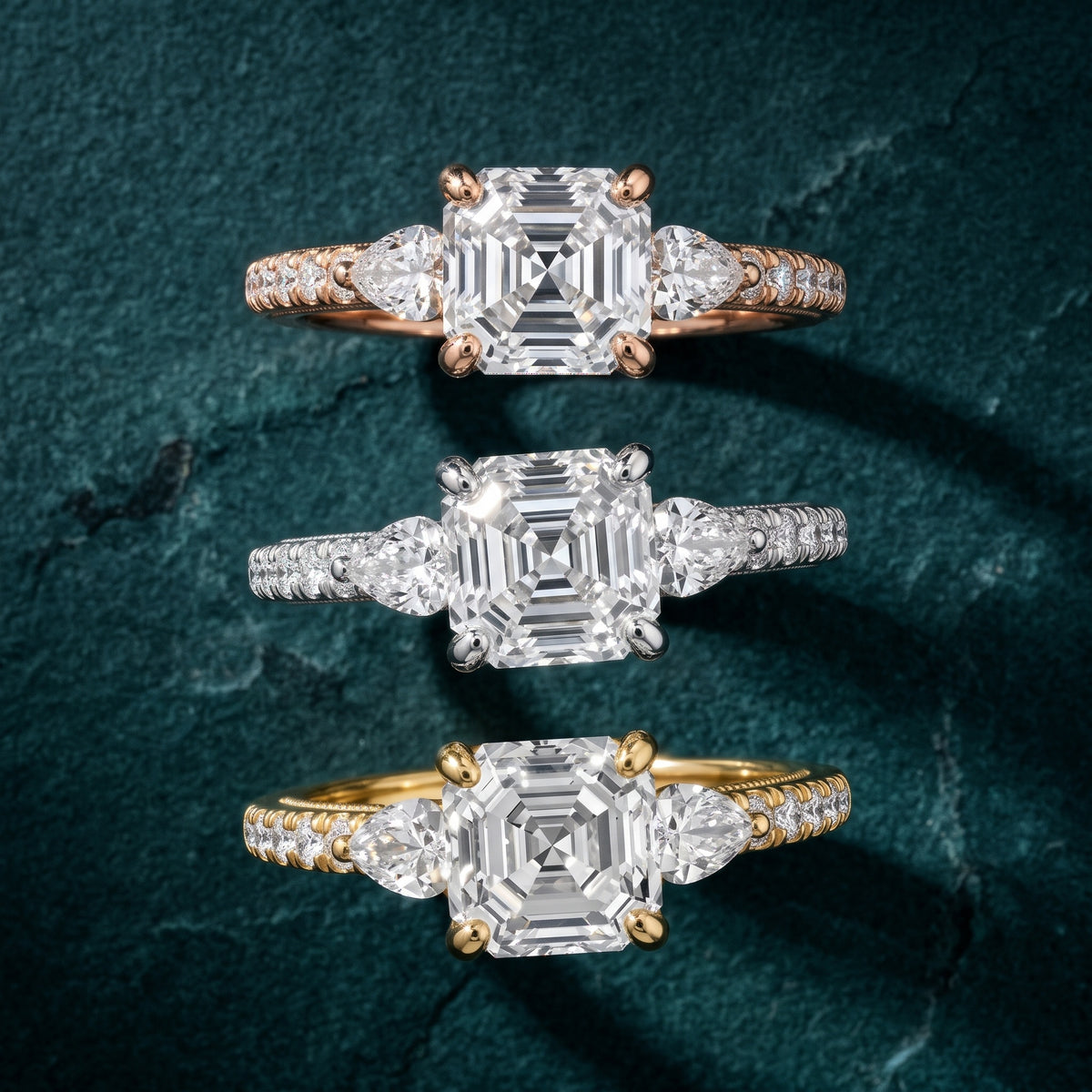 Weston Pear-Side Three-Stone Asscher Diamond Engagement Ring in Platinum - 3rings.jpg