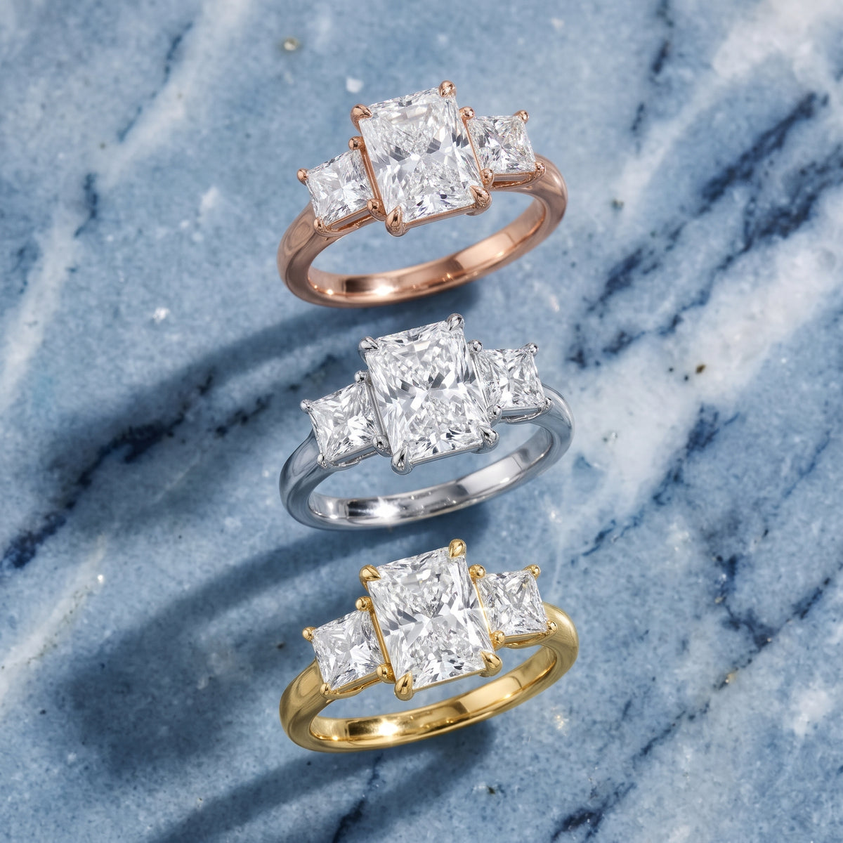 Sienna Three-Stone Radiant Diamond Engagement Ring in Silver - 3rings.jpg