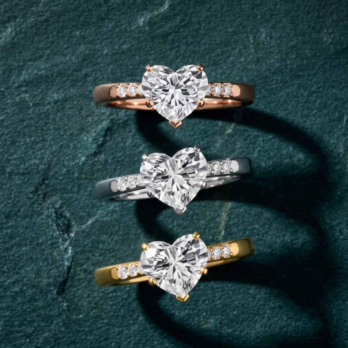 Eugenie Flush-Set Heart Diamond Engagement Ring in Rose Gold - 3rings.jpg