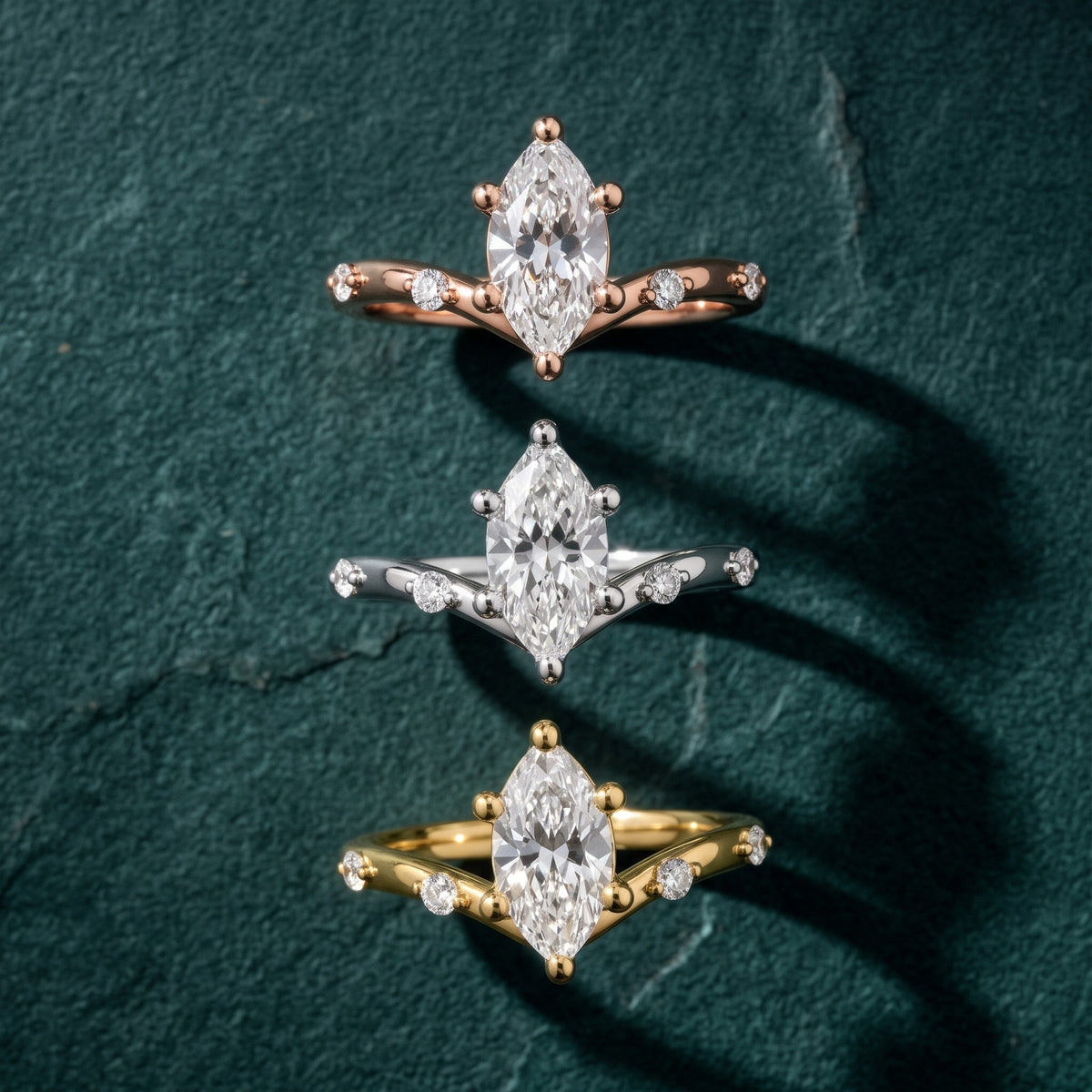 Klara Chevron Marquise Diamond Engagement Ring in Rose Gold - 3rings.jpg