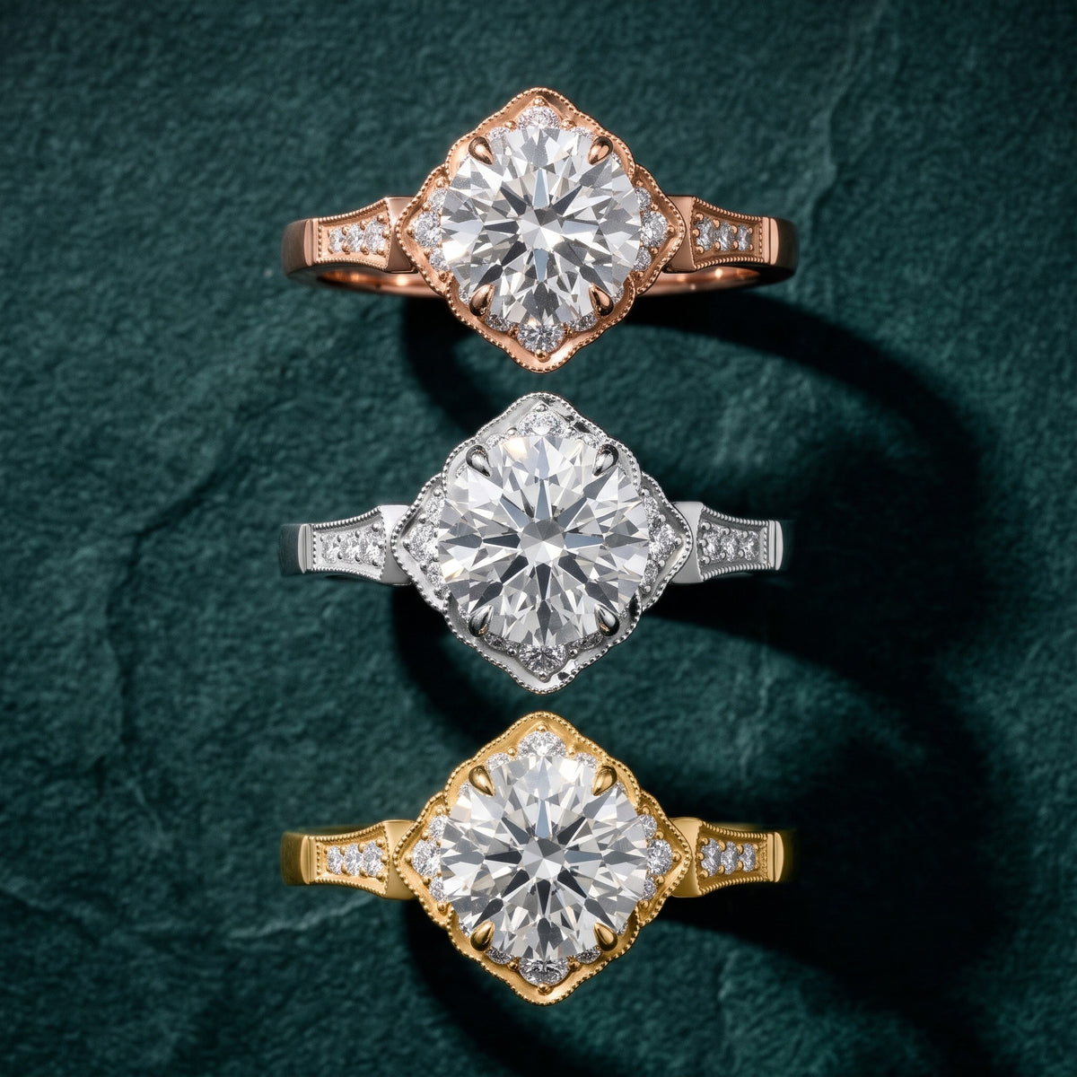 Esther Milgrain Halo Round Diamond Engagement Ring in White Gold - 3rings.jpg