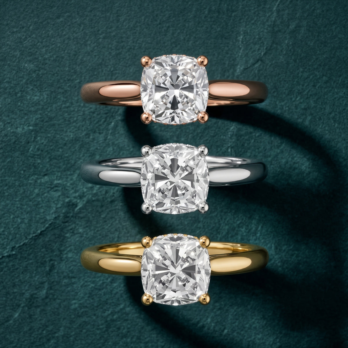 Hyacinth Hidden Halo Cathedral Cushion Diamond Engagement Ring in Yellow Gold - 3rings.jpg