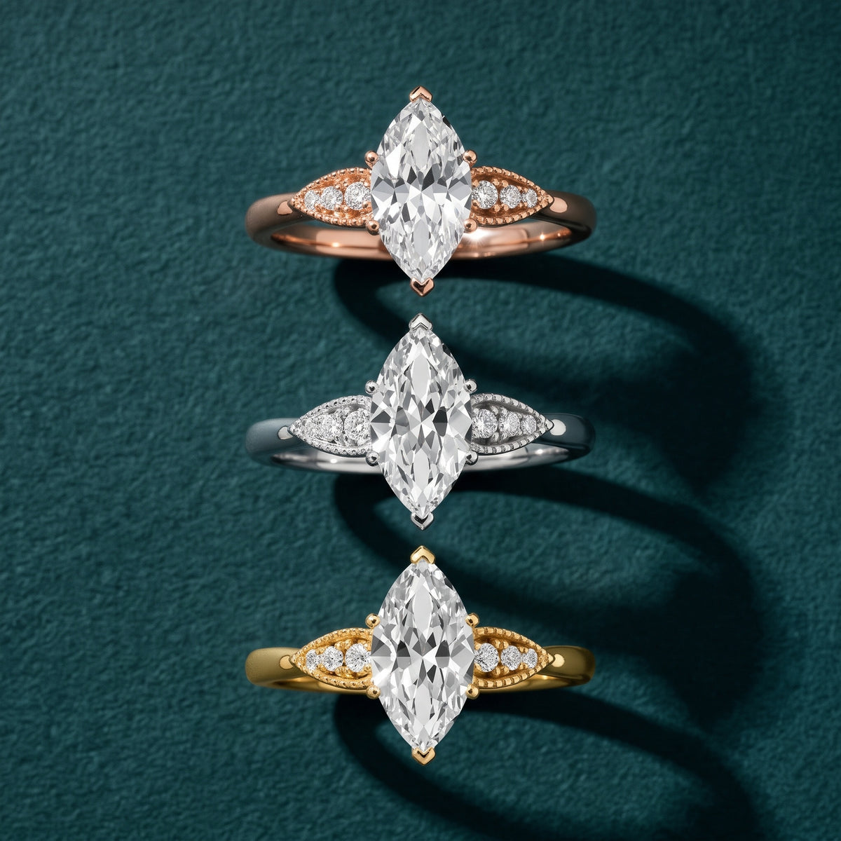 Adora Vintage Milgrain Marquise Diamond Engagement Ring in Silver - 3rings.jpg