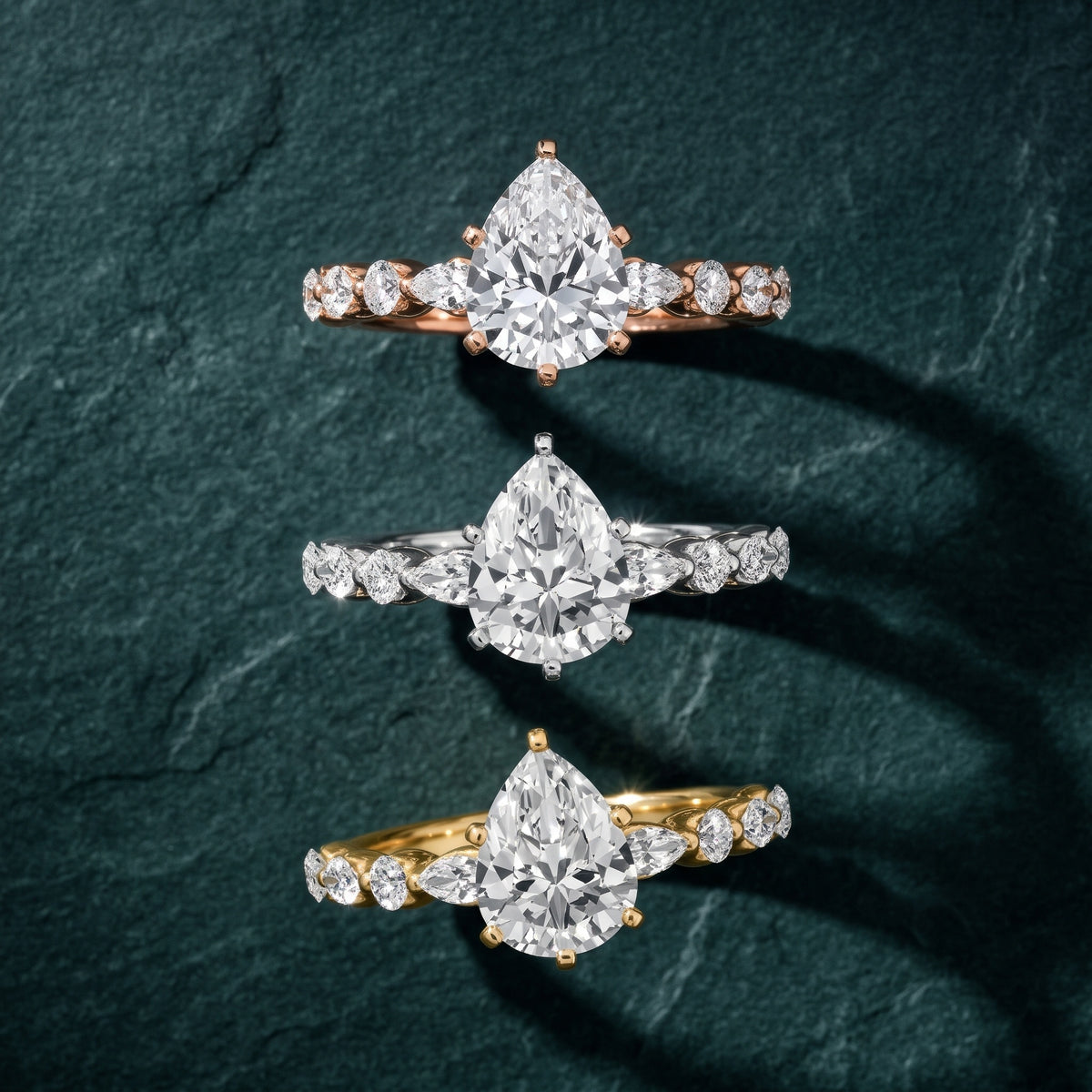 Lidia Leaf Garland Pear Diamond Engagement Ring in Silver - 3rings.jpg