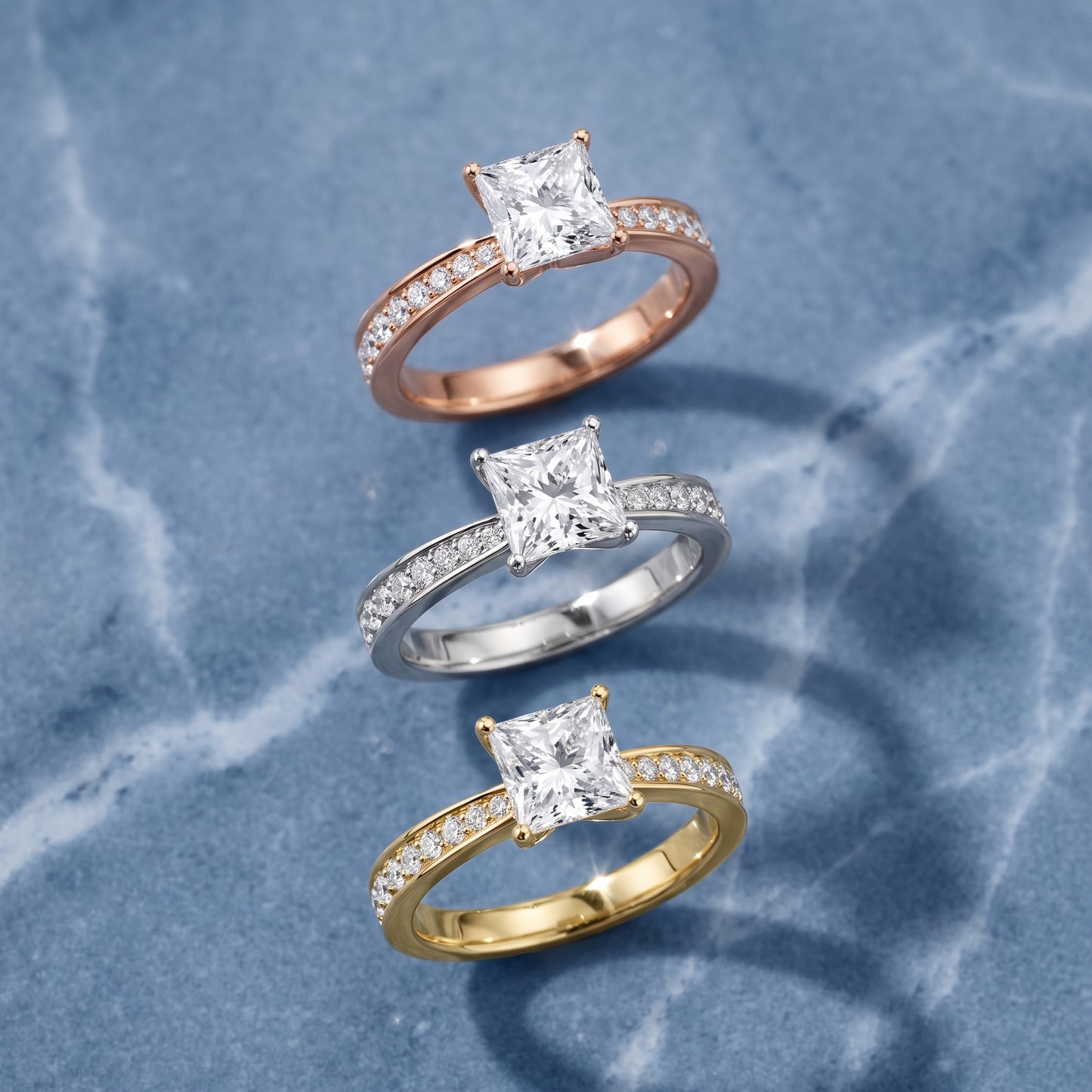 Rhea Sidestone Pavé Princess Diamond Engagement Ring in Silver - 3rings.jpg