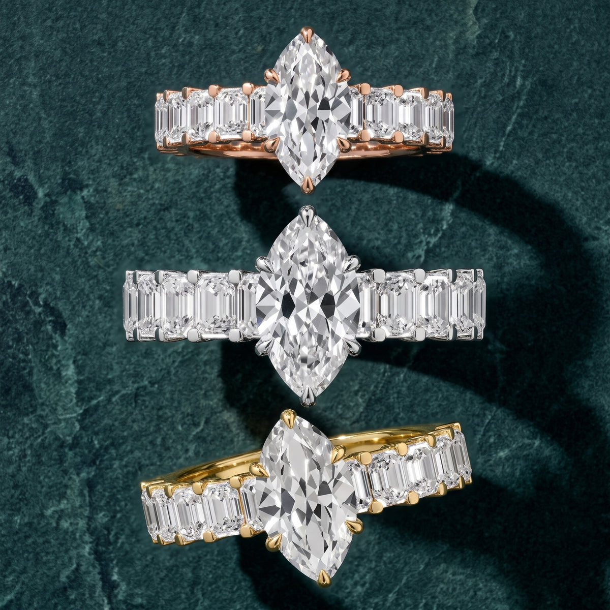 Johanna Baguette Pavé Marquise Diamond Engagement Ring in Rose Gold - 3rings.jpg