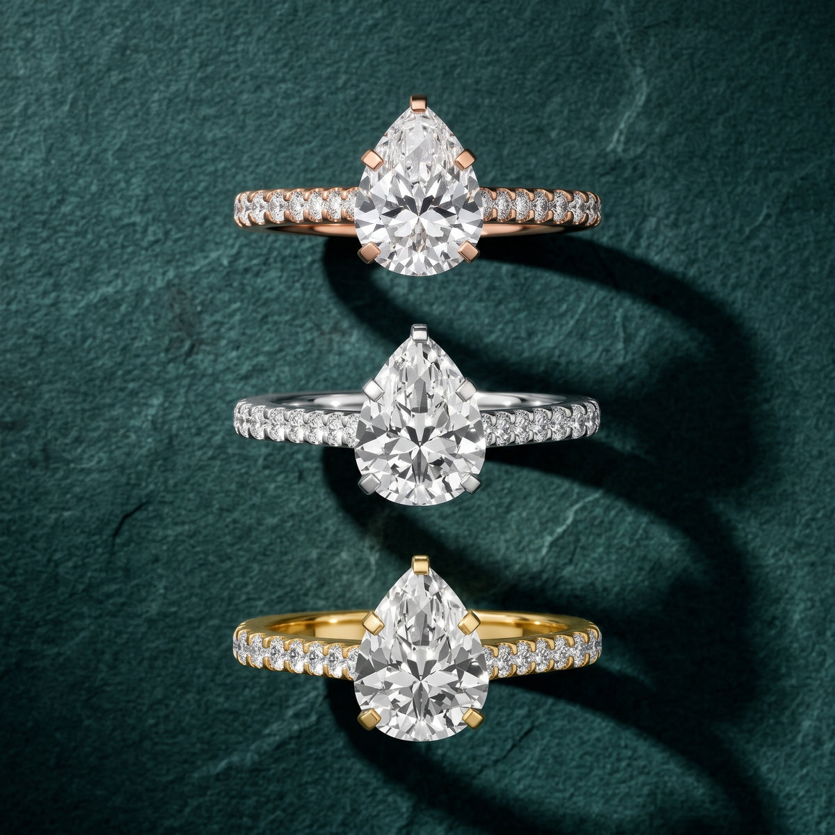 Elsa Cathedral Pavé Pear Diamond Engagement Ring in Silver - 3rings.jpg