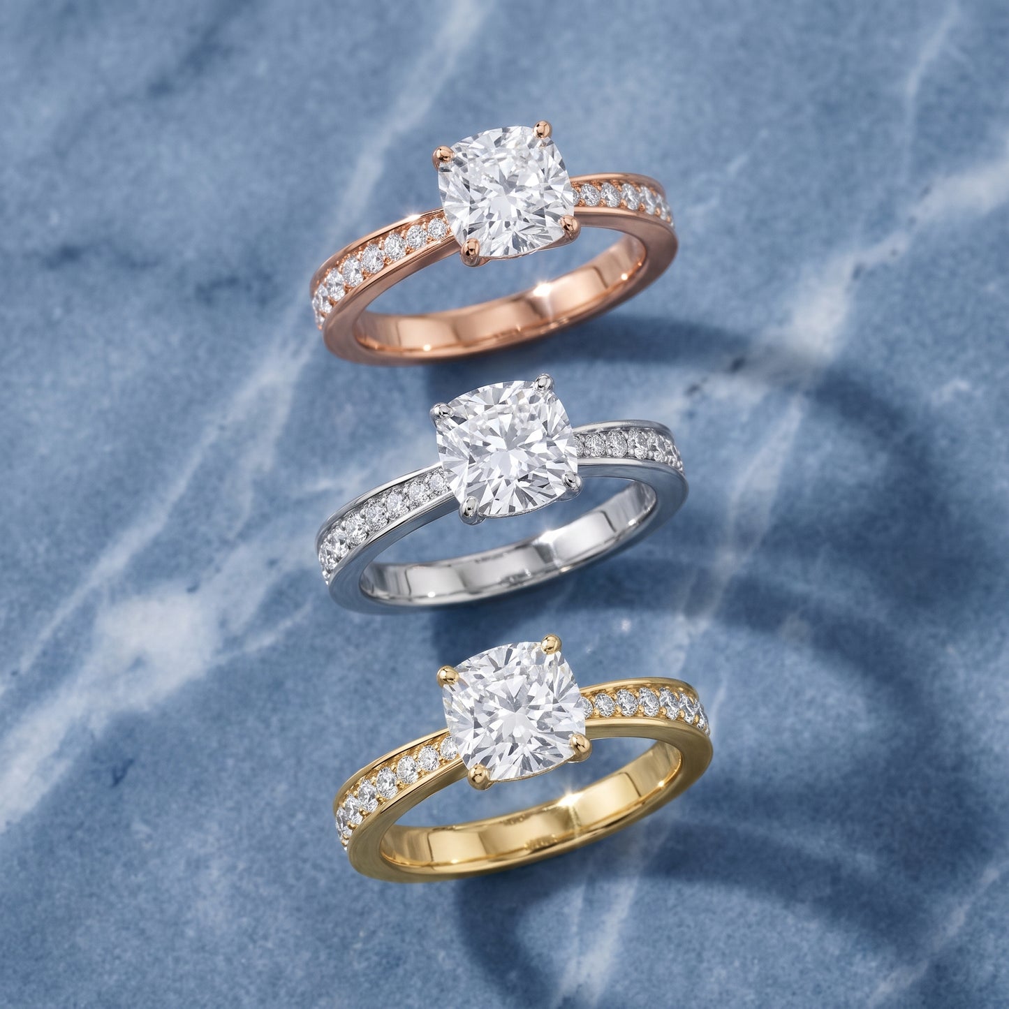 Rhea Sidestone Pavé Cushion Diamond Engagement Ring in Silver - 3rings.jpg
