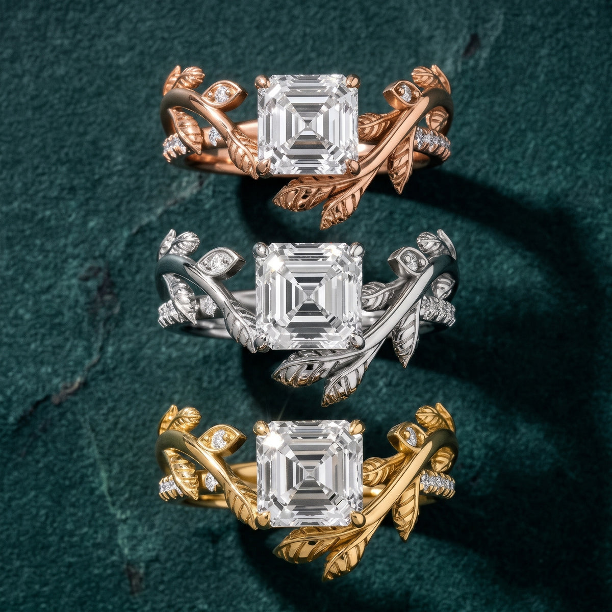 Solana Vine Bypass Asscher Diamond Engagement Ring in Silver - 3rings.jpg