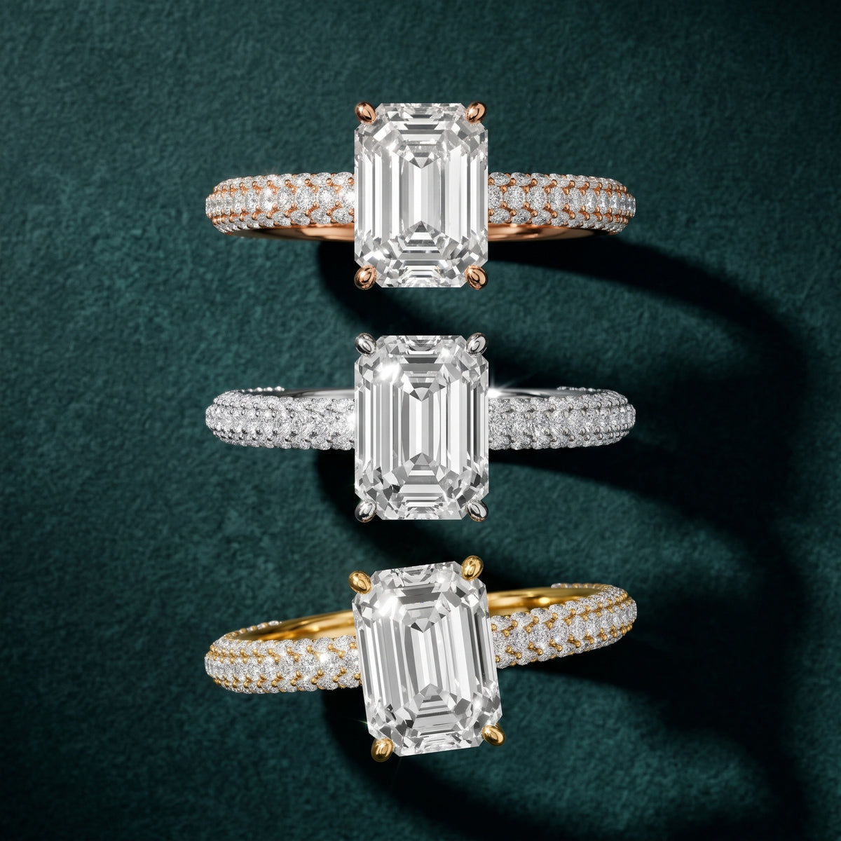 Thalia Micropavé Emerald Diamond Engagement Ring in Silver - 3rings.jpg