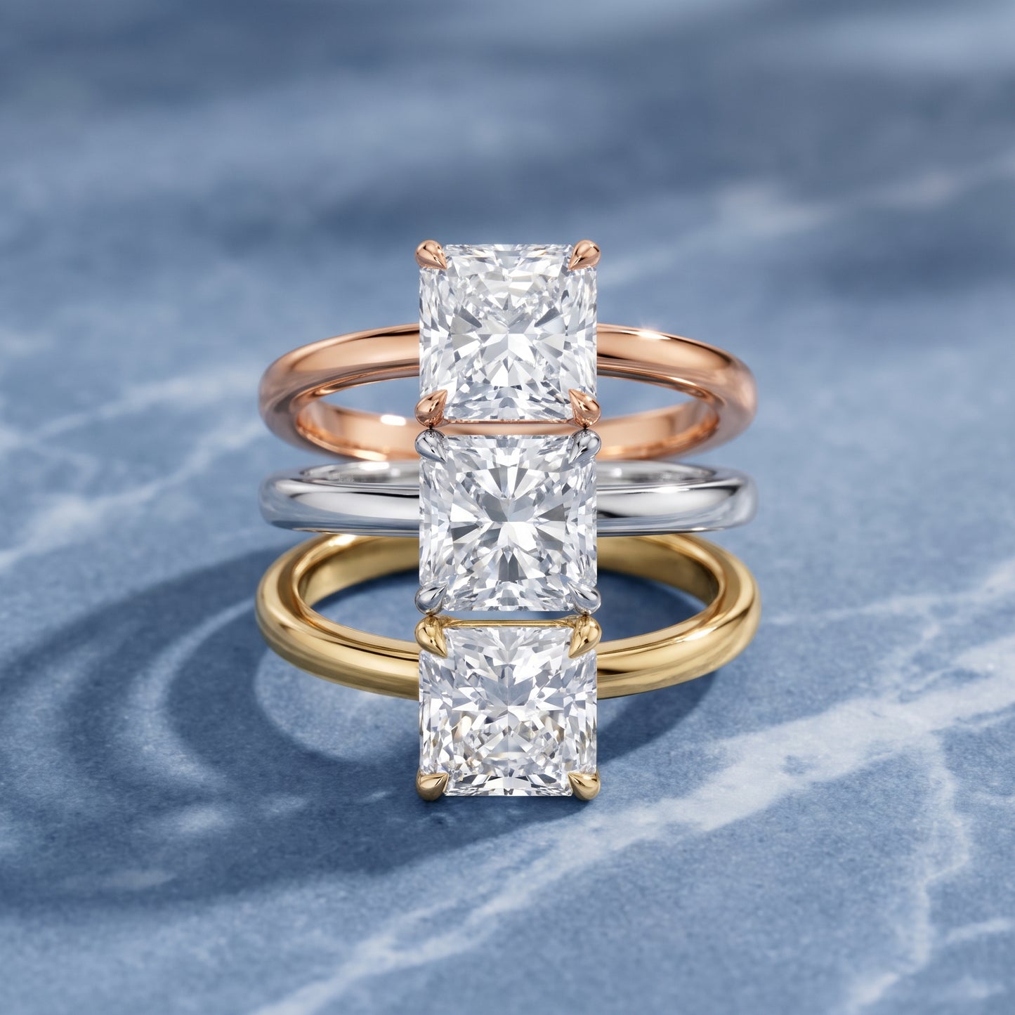 Lyla Petite Solitaire Radiant Diamond Engagement Ring in Rose Gold - 3rings.jpg