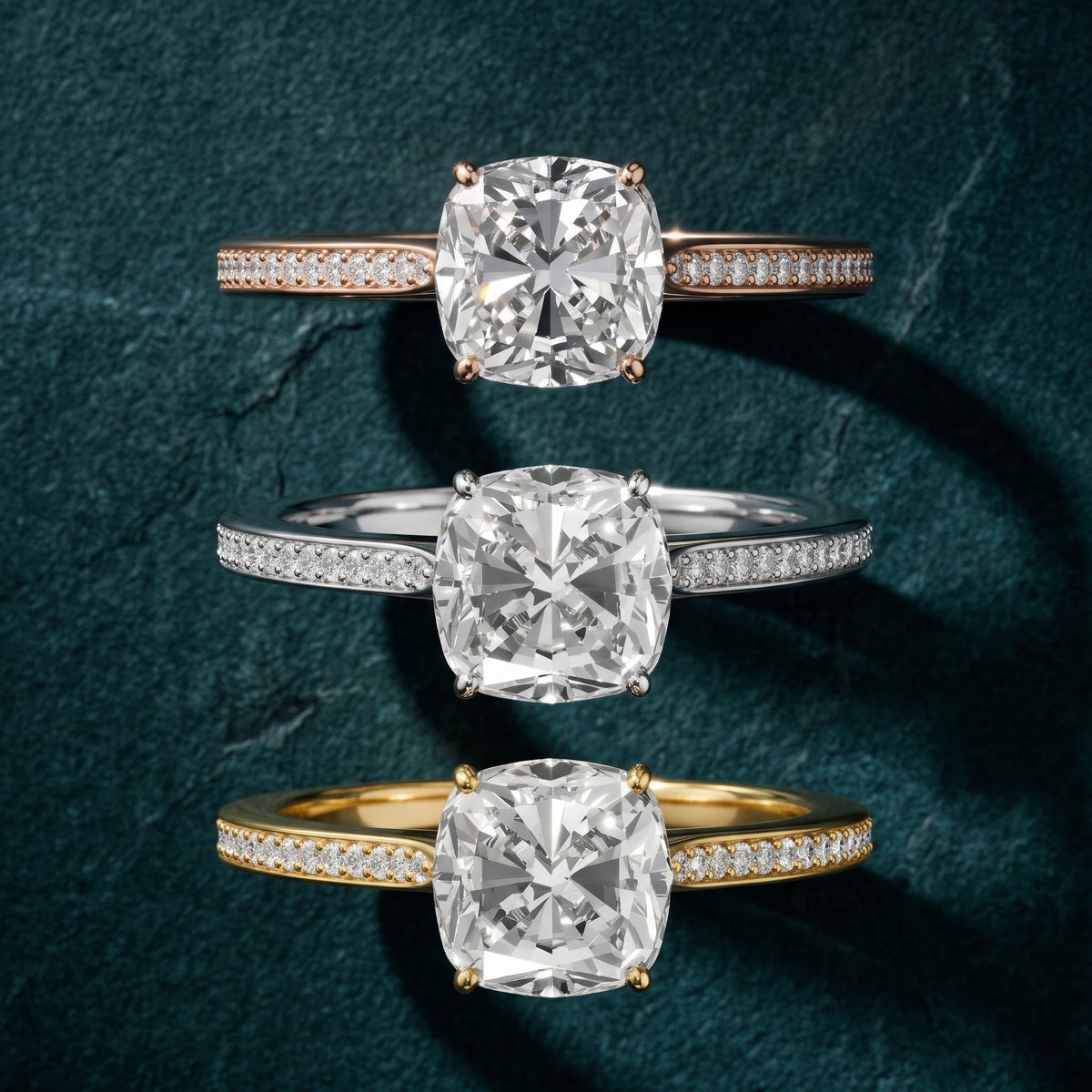 Becky Hidden Halo Cathedral Cushion Diamond Engagement Ring in Rose Gold - 3rings.jpg