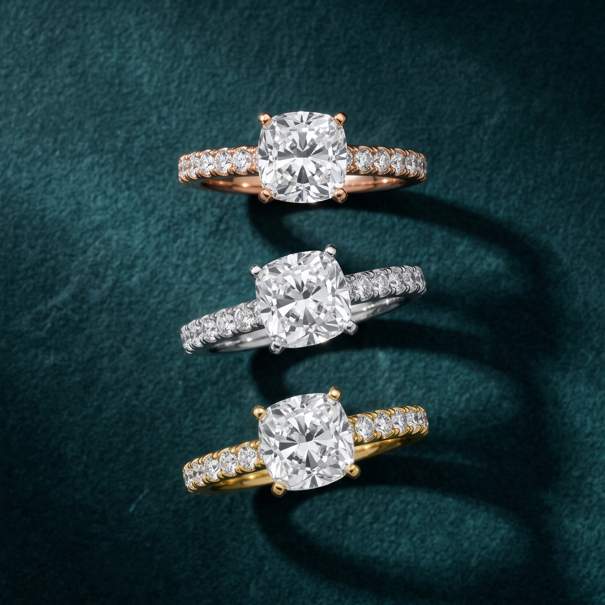 Keira Statement Pavé Cushion Diamond Engagement Ring in Yellow Gold - 3rings.jpg