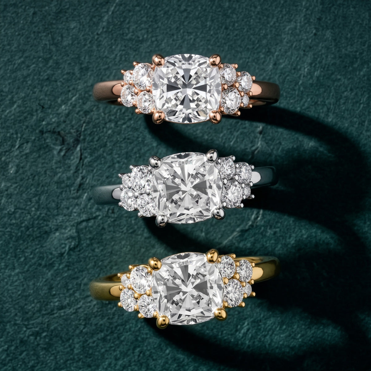 Hannah Cluster Cushion Diamond Engagement Ring in White Gold - 3rings.jpg