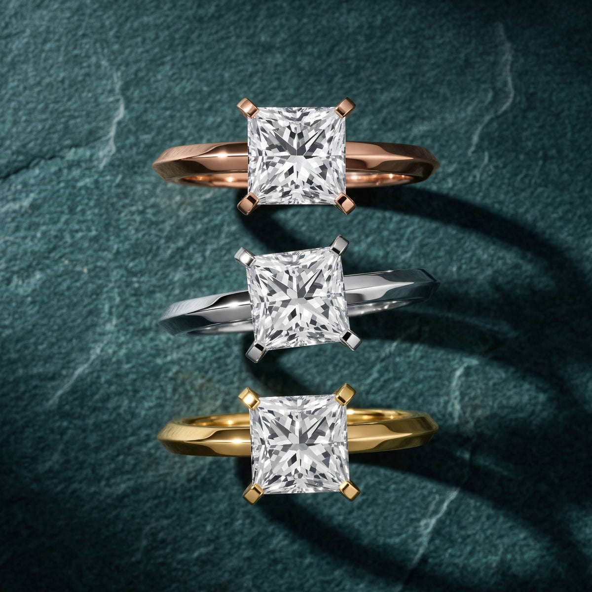 Verity Solitaire Knife Edge Princess Diamond Engagement Ring in Rose Gold - 3rings.jpg