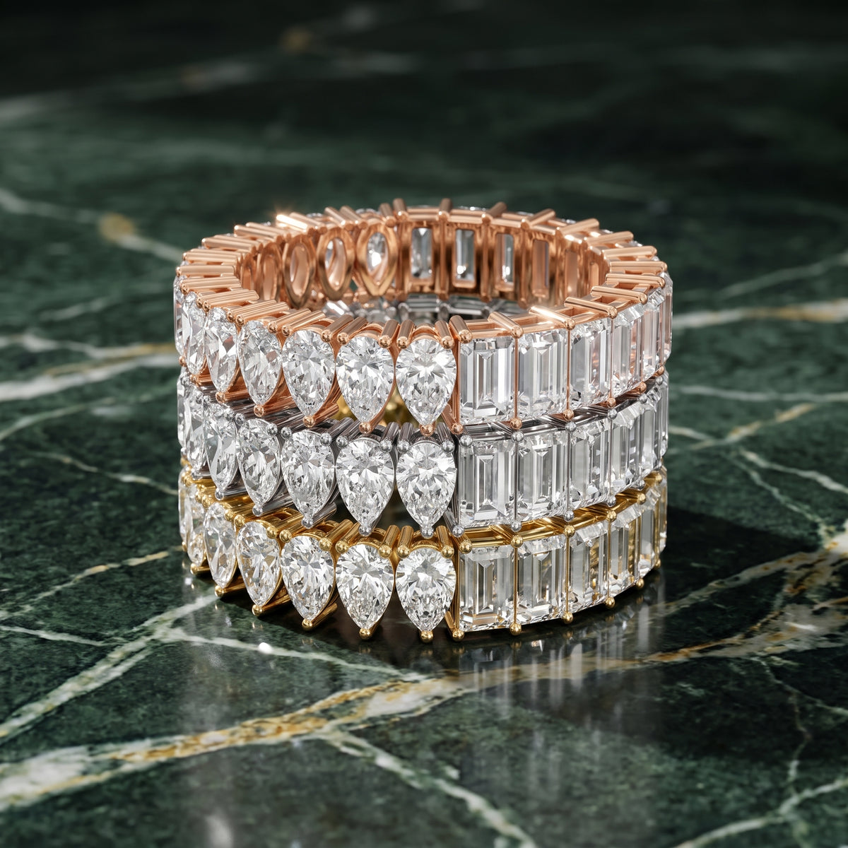 Harriet Shared Prong Pear & Baguette Diamond Eternity Band in Silver - 3rings.jpg