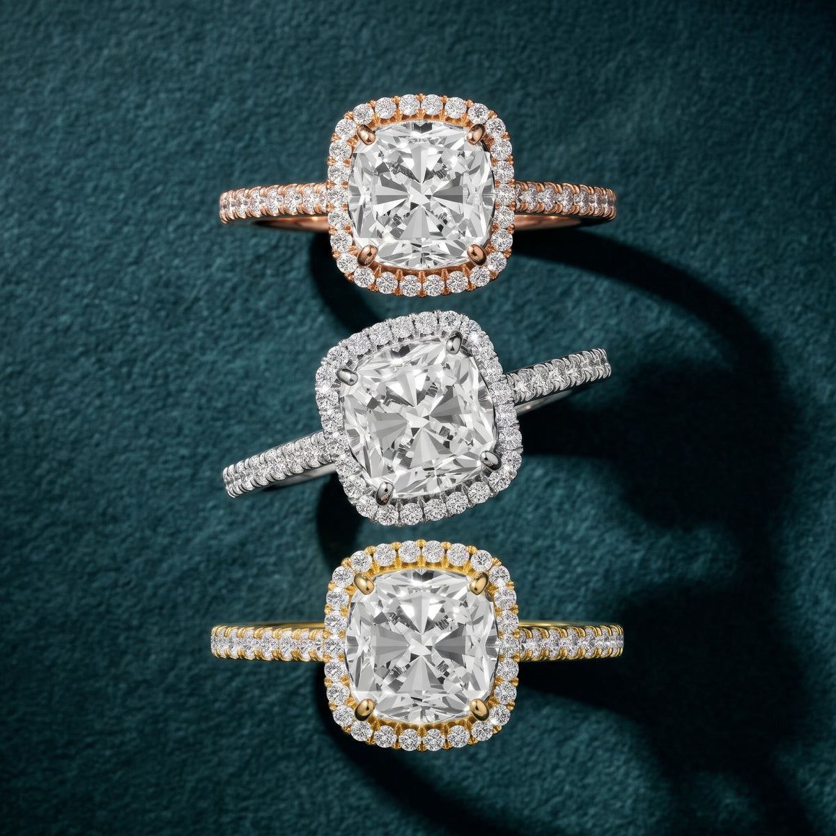 May Halo Pavé Cushion Diamond Engagement Ring in Platinum - 3rings.jpg