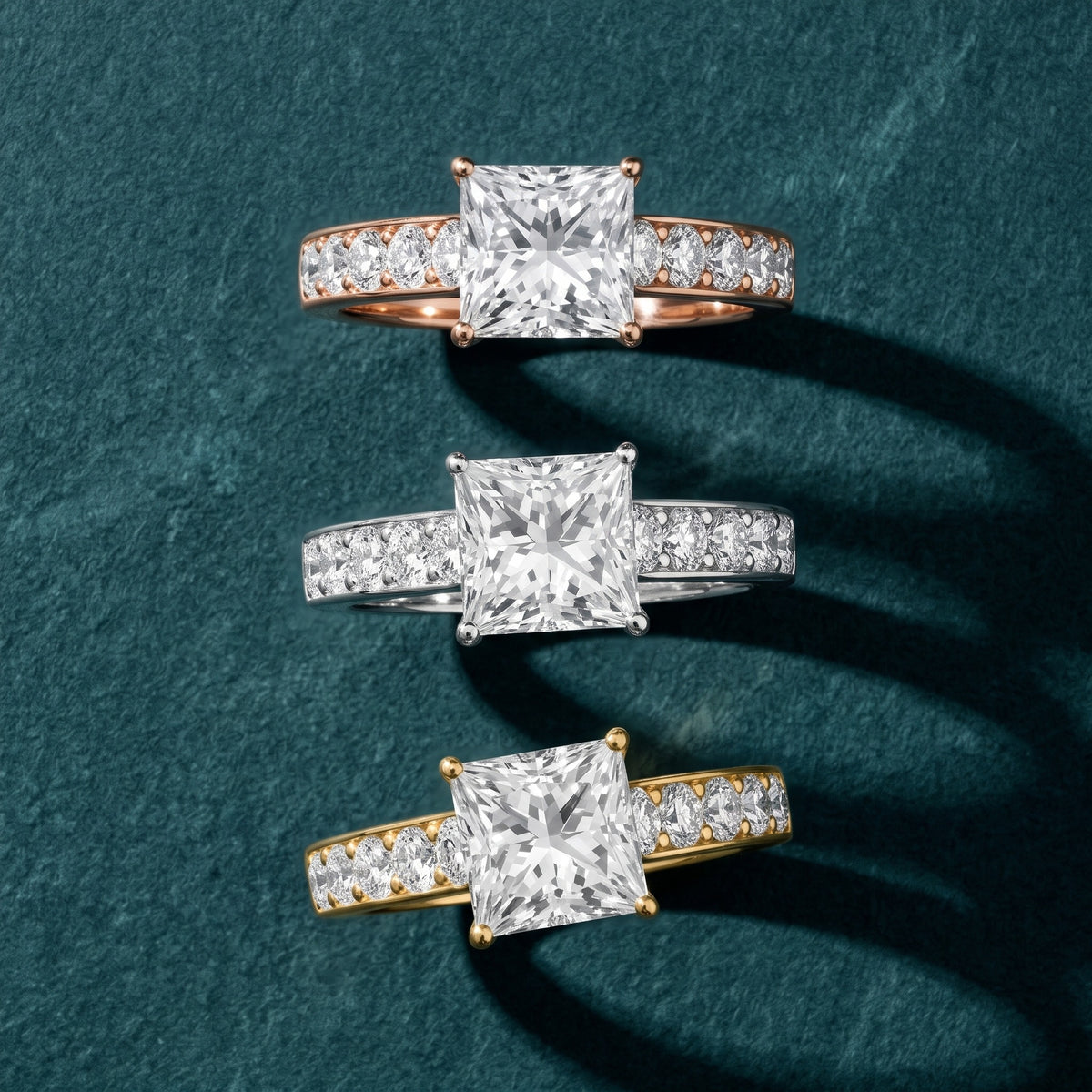 Belinda Cathedral Pavé Princess Diamond Engagement Ring in Rose Gold - 3rings.jpg