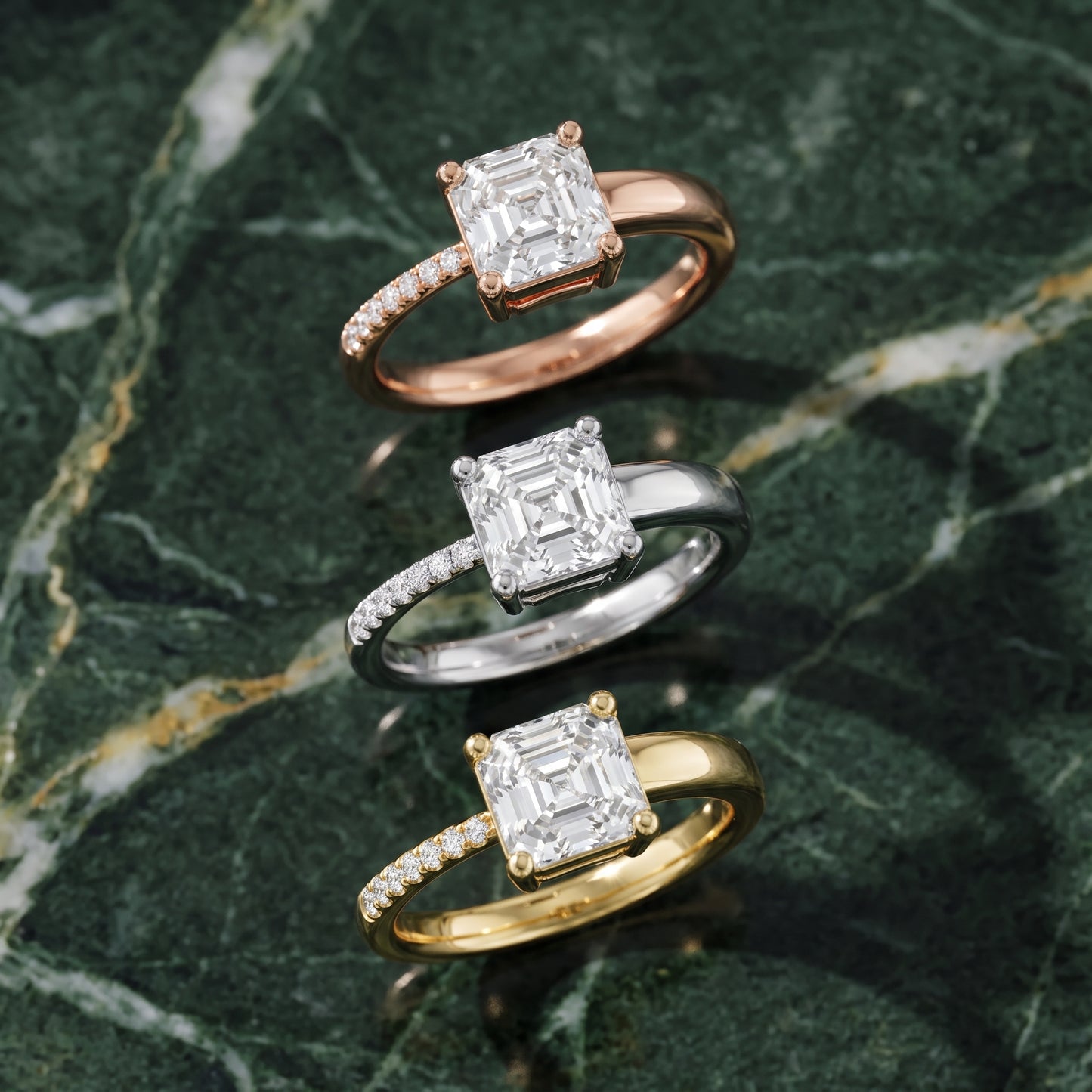 Rosie Solitaire Basket Asscher Diamond Engagement Ring in Yellow Gold - 3rings.jpg