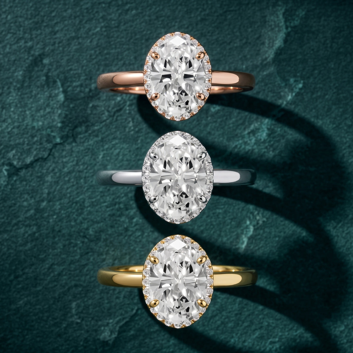 Ventura Halo Cathedral Oval Diamond Engagement Ring in White Gold - 3rings.jpg