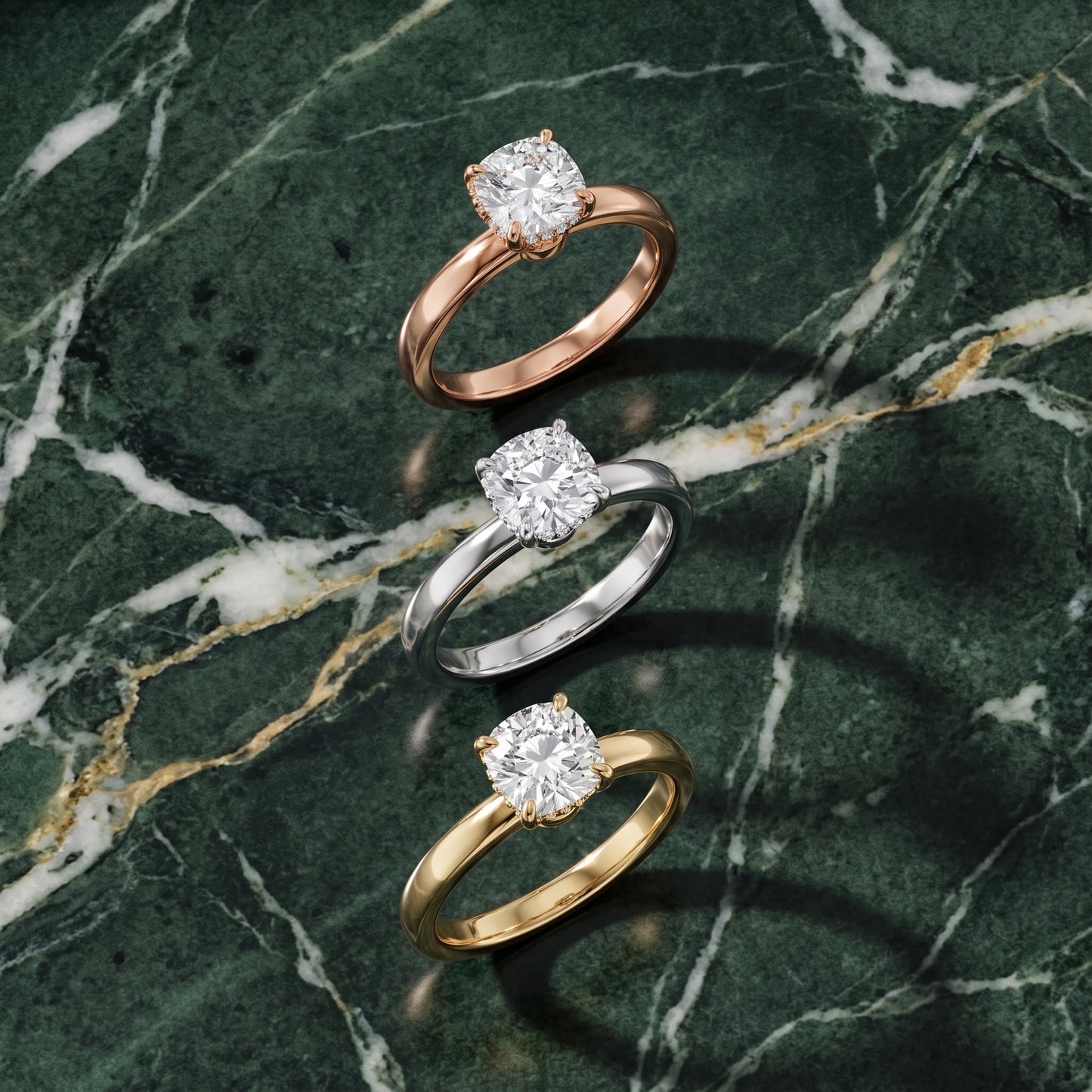 Lara Hidden Halo Cushion Diamond Engagement Ring in Platinum - 3rings.jpg