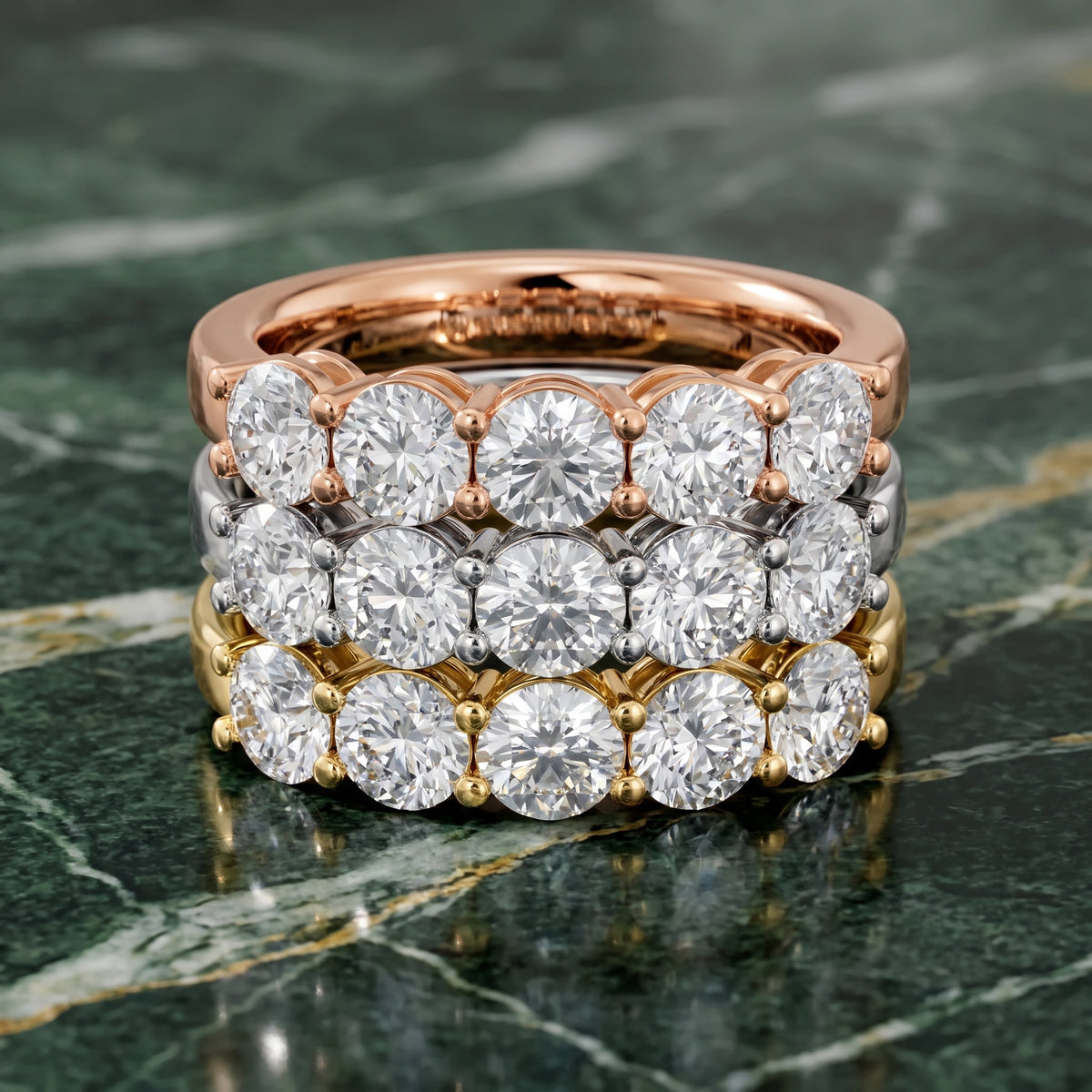 Cecilia Shared Prong Round Diamond Wedding Band in Silver - 3rings.jpg