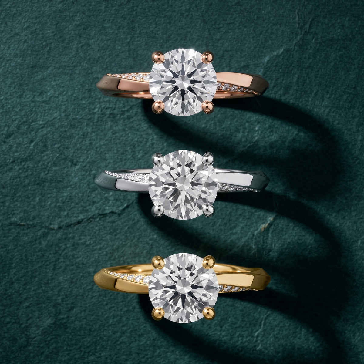 Elisabeth Twist Pavé Round Diamond Engagement Ring in Rose Gold - 3rings.jpg
