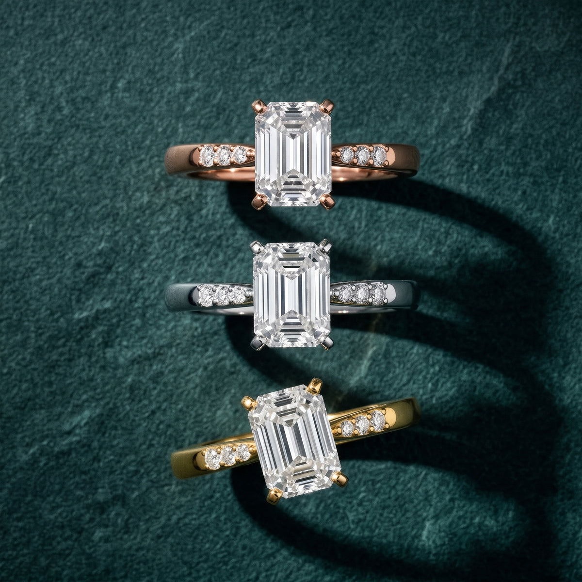 Eugenie Flush-Set Emerald Diamond Engagement Ring in Silver - 3rings.jpg