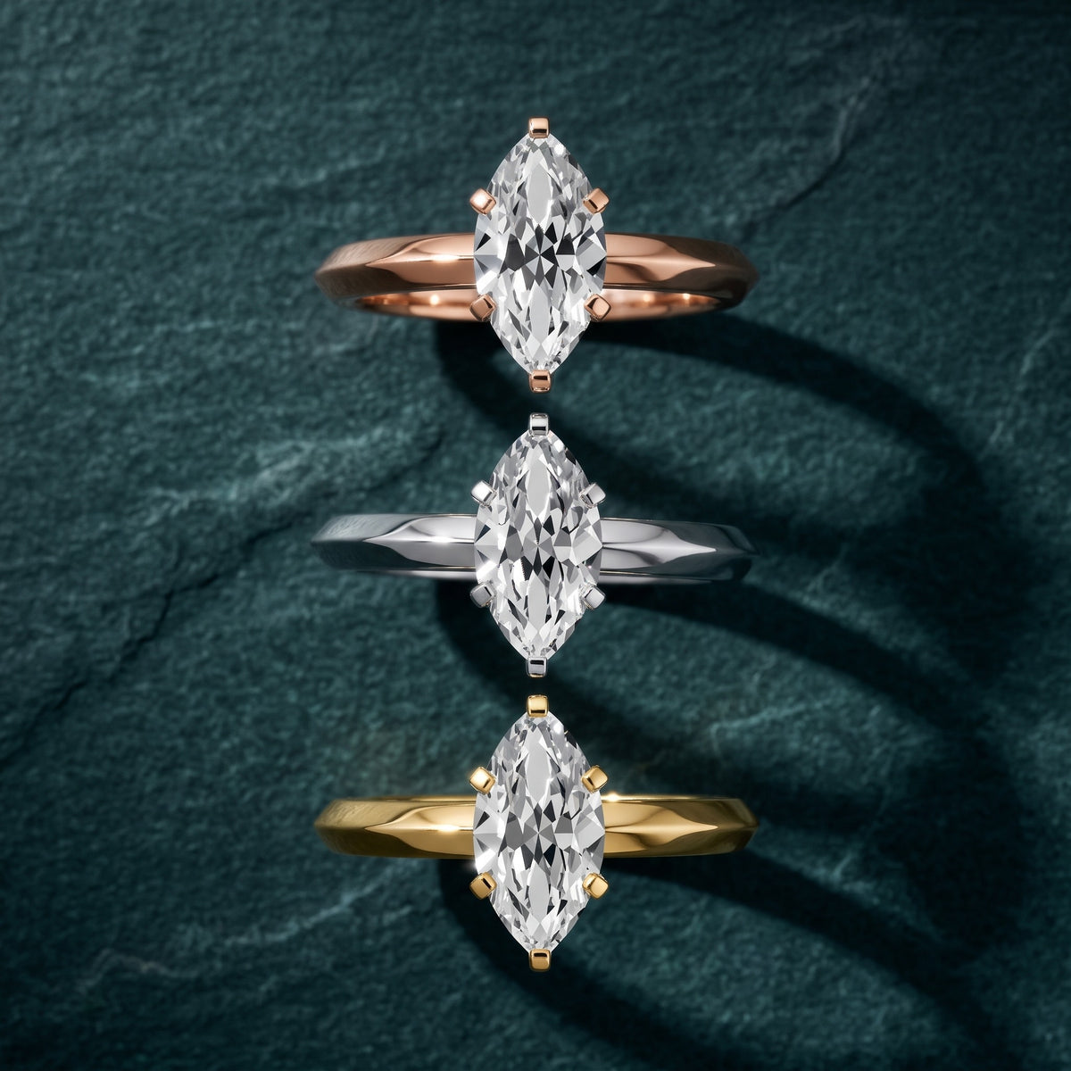 Hailey Solitaire Knife Edge Marquise Diamond Engagement Ring in Rose Gold - 3rings.jpg