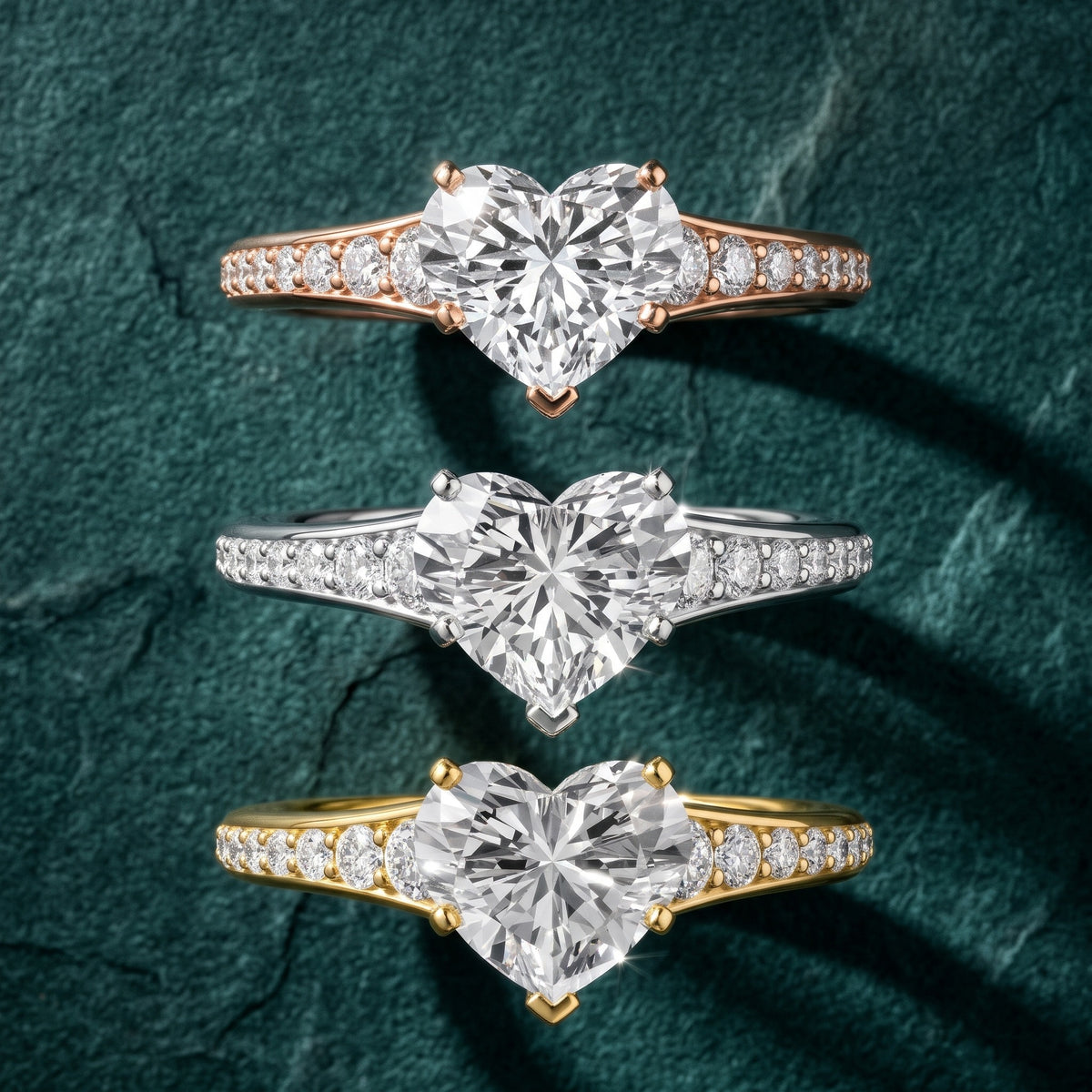 Calista Graduated Pavé Heart Diamond Engagement Ring in Silver - 3rings.jpg