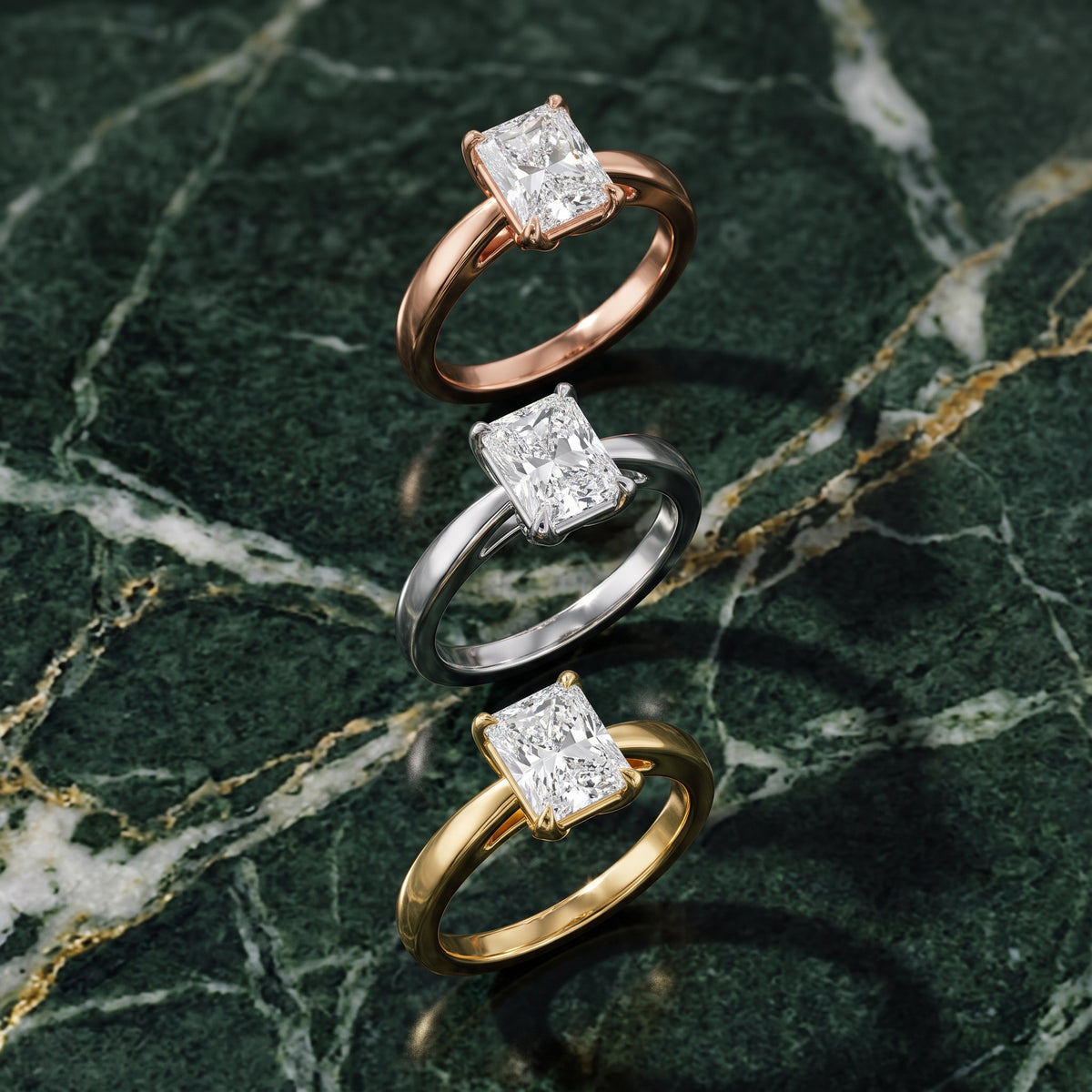 Lucia Solitaire Six-Prong Radiant Diamond Engagement Ring in White Gold - 3rings.jpg