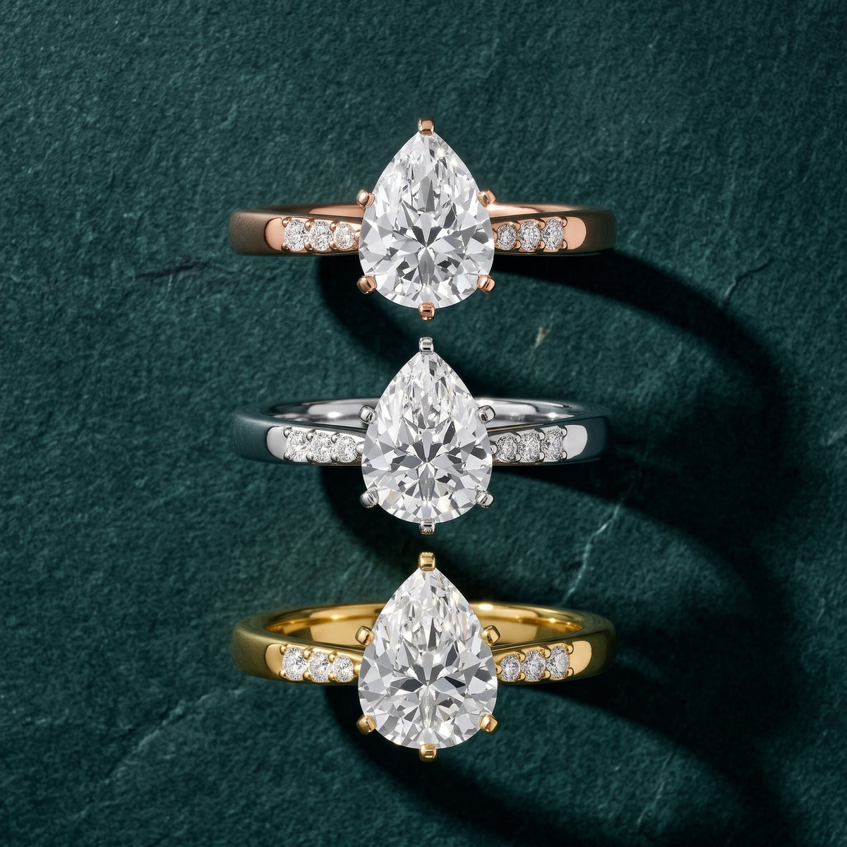Eugenie Flush-Set Pear Diamond Engagement Ring in Rose Gold - 3rings.jpg