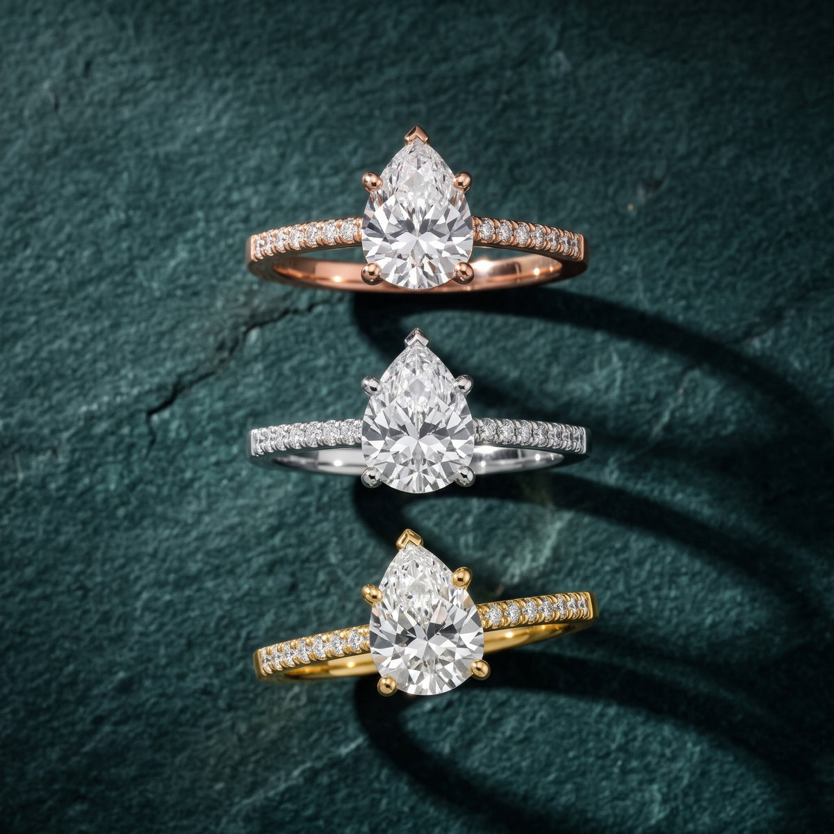 Meg Pavé Pear Diamond Engagement Ring in Yellow Gold - 3rings.jpg