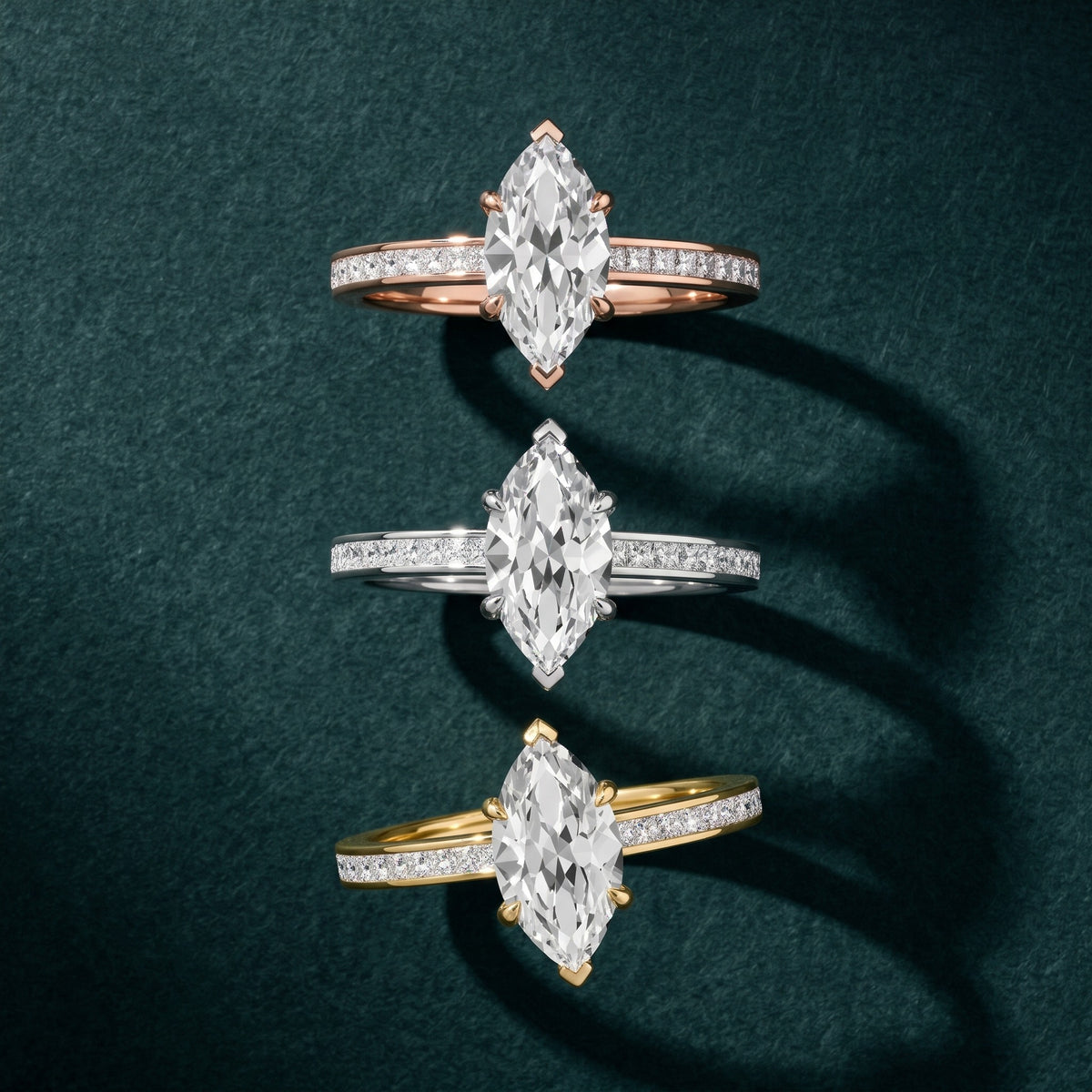Freja Channel Set Marquise Diamond Engagement Ring in Yellow Gold - 3rings.jpg