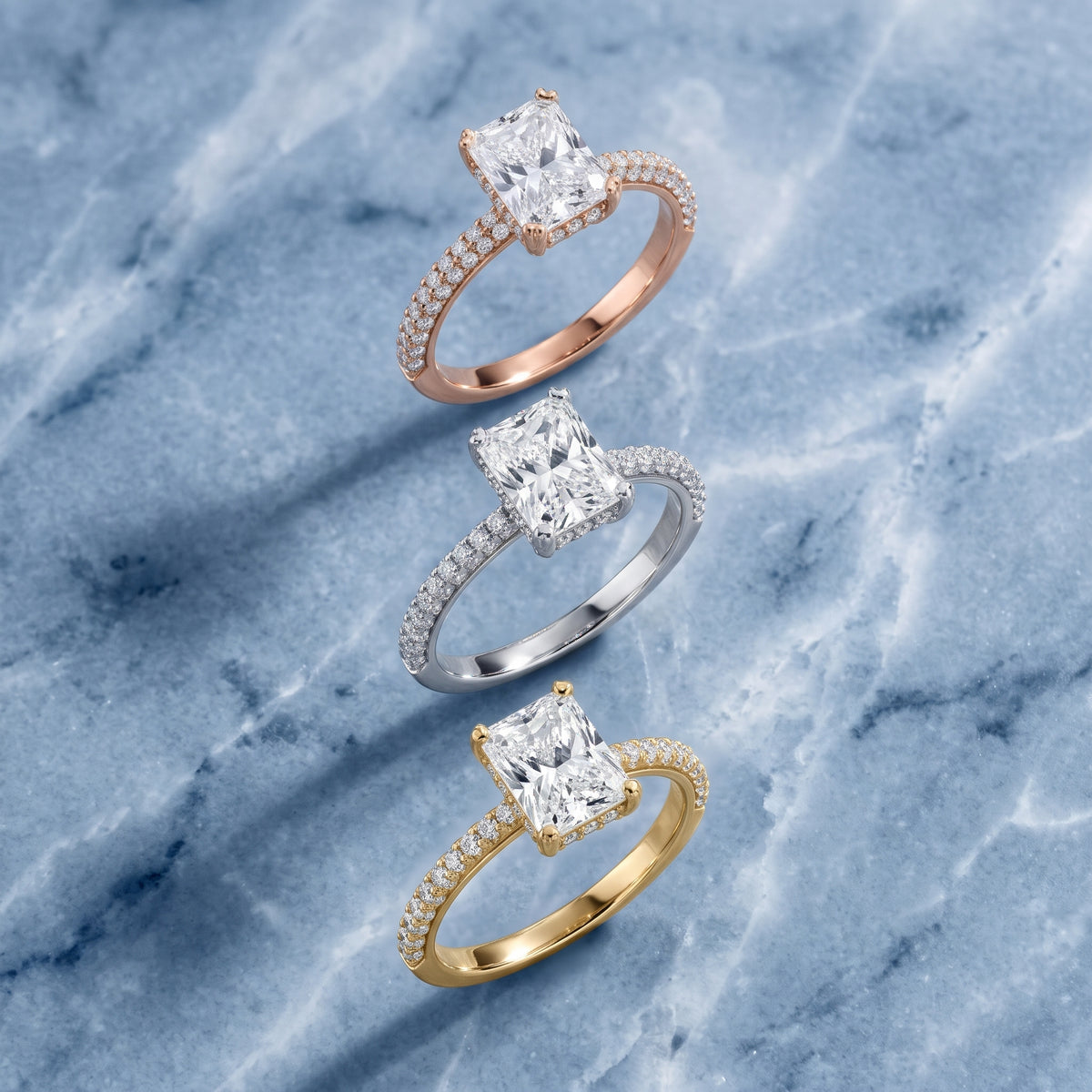 Celeste Hidden Halo Pavé Radiant Diamond Engagement Ring in Silver - 3rings.jpg