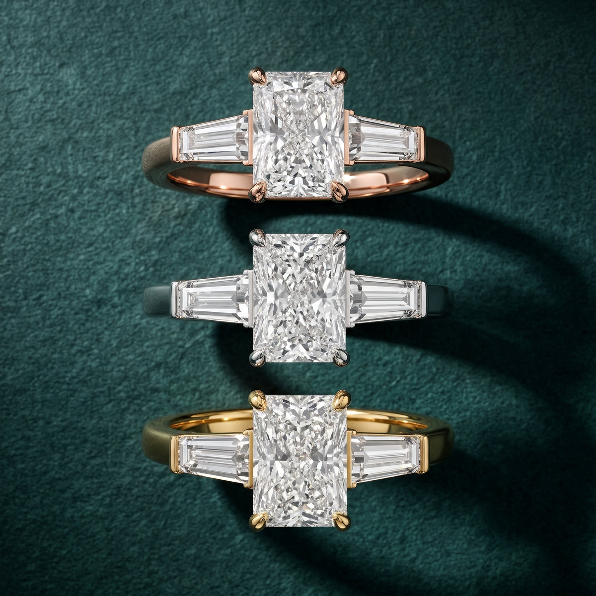 Eloise Tapered Baguette Radiant Diamond Engagement Ring in Platinum - 3rings.jpg