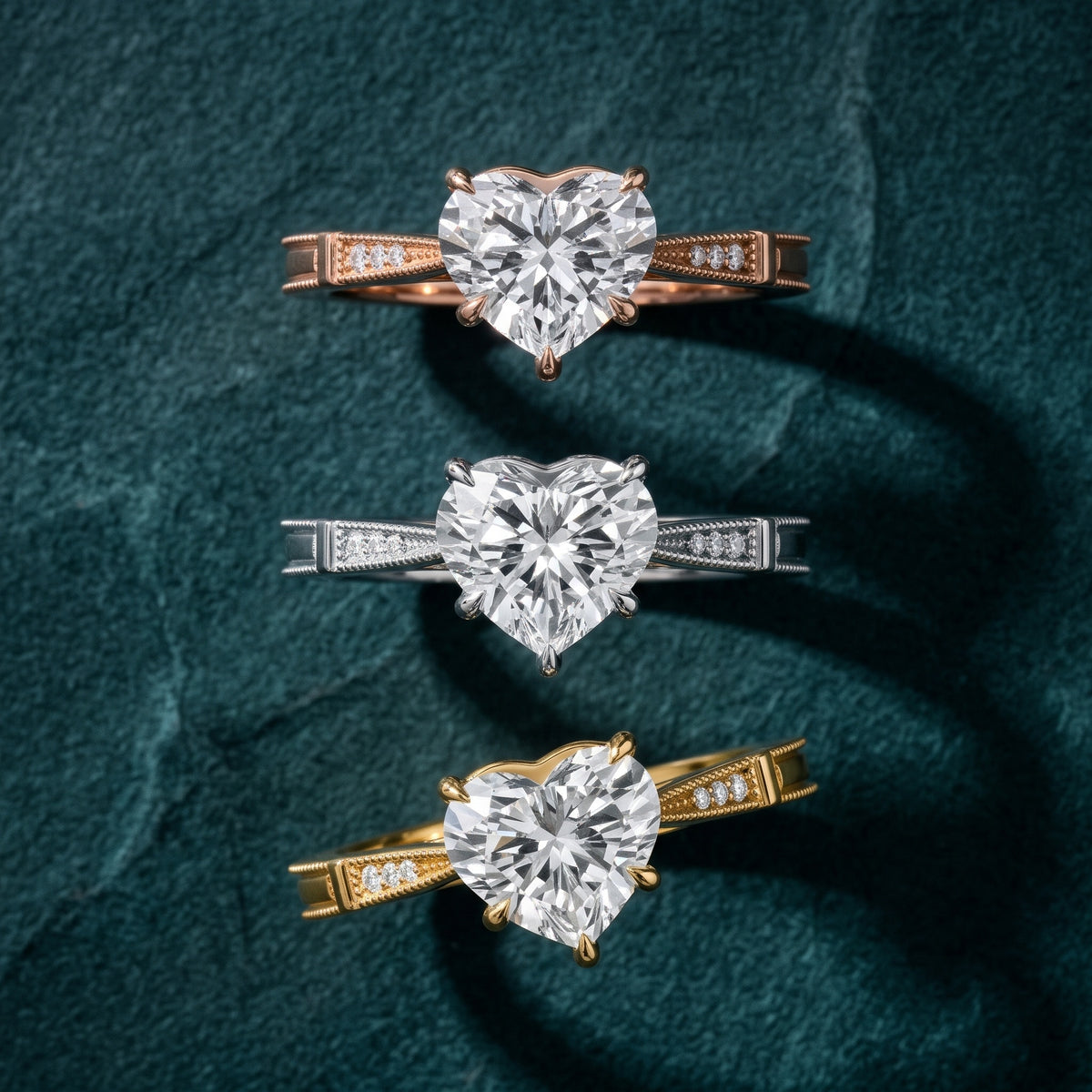 Jovanna Vintage Cathedral Heart Diamond Engagement Ring in Rose Gold - 3rings.jpg