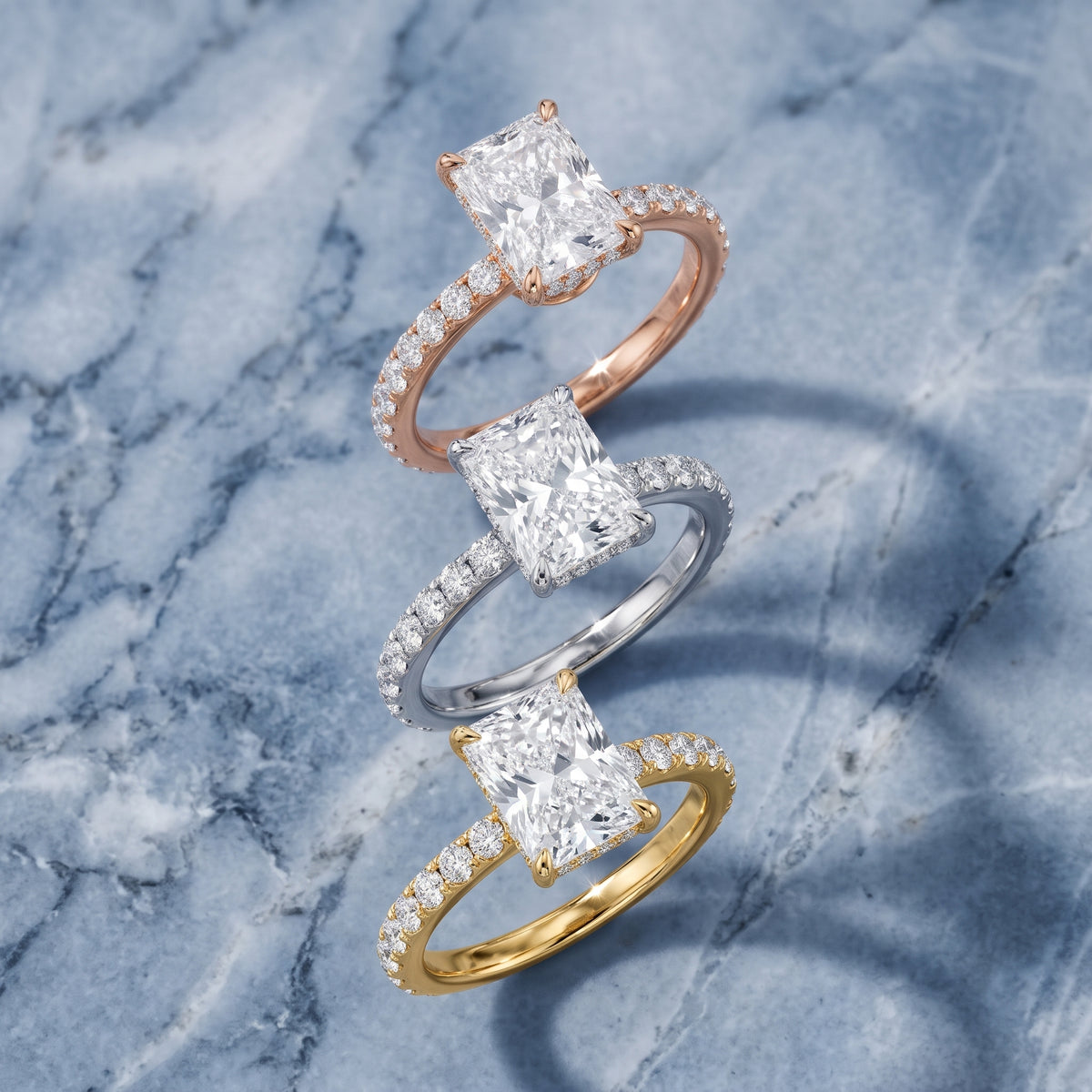 Thea Hidden Halo Pavé Radiant Diamond Engagement Ring in Silver - 3rings.jpg